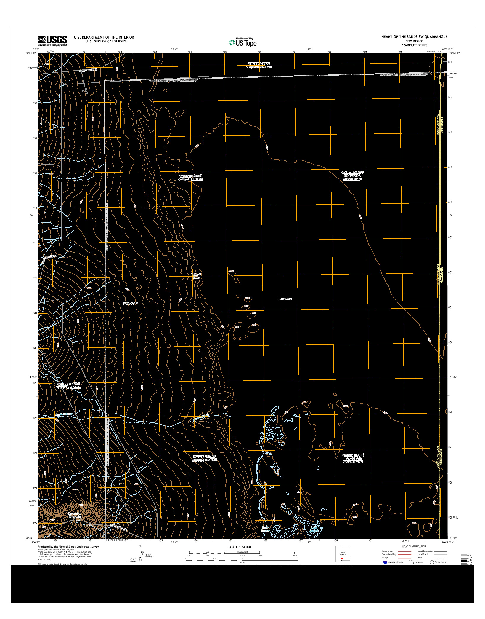 USGS US TOPO 7.5-MINUTE MAP FOR HEART OF THE SANDS SW, NM 2013