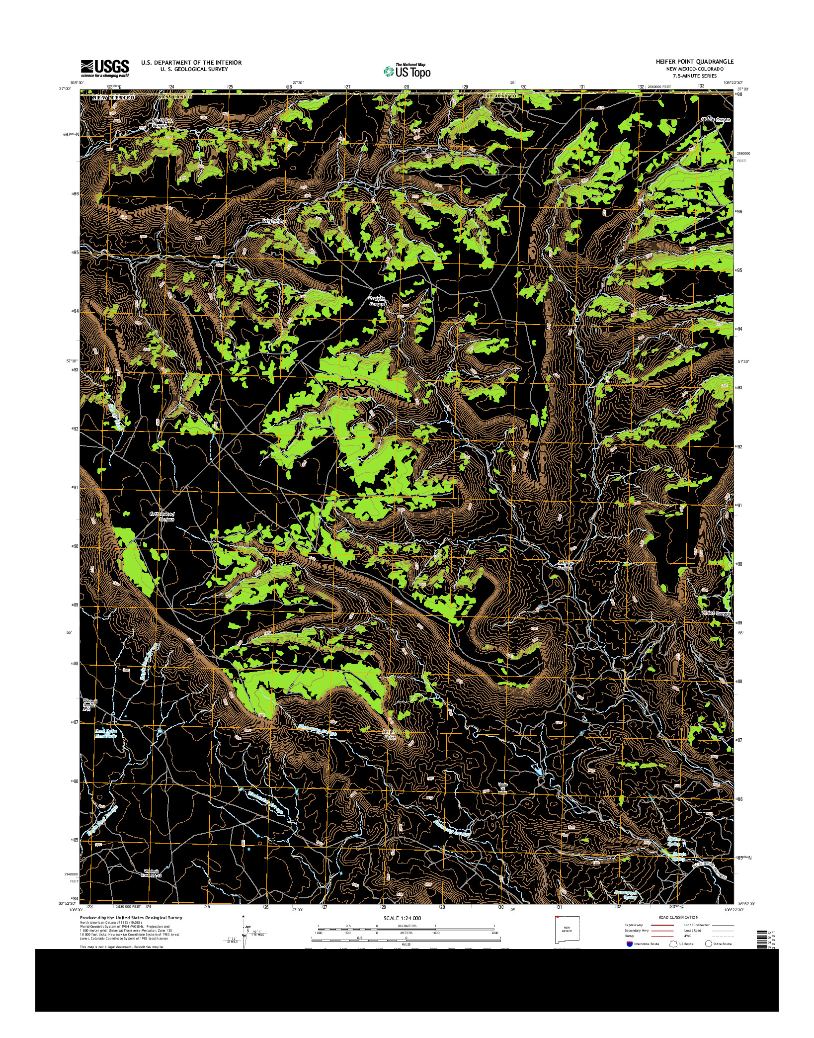 USGS US TOPO 7.5-MINUTE MAP FOR HEIFER POINT, NM-CO 2013