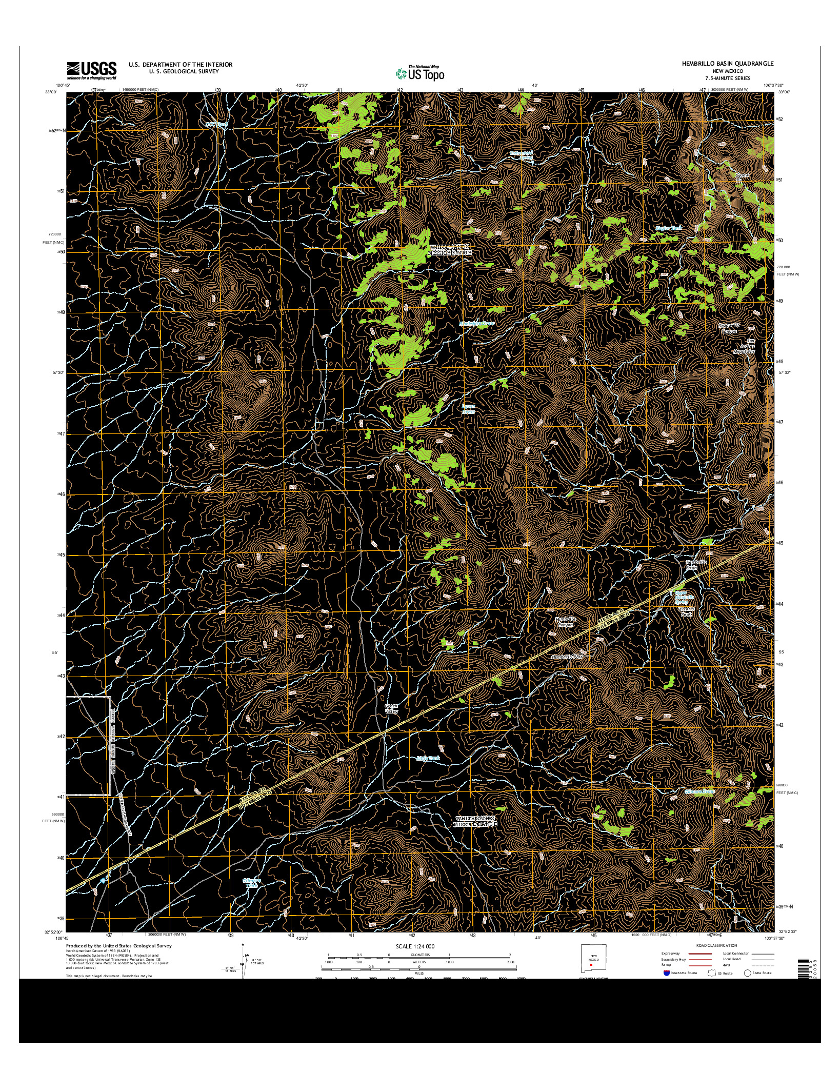 USGS US TOPO 7.5-MINUTE MAP FOR HEMBRILLO BASIN, NM 2013