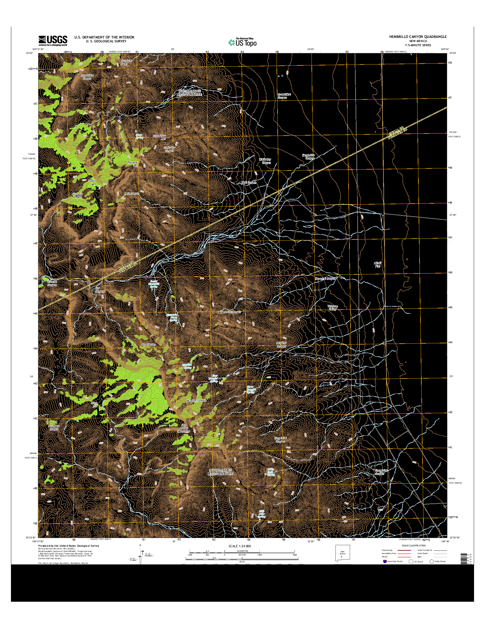 USGS US TOPO 7.5-MINUTE MAP FOR HEMBRILLO CANYON, NM 2013