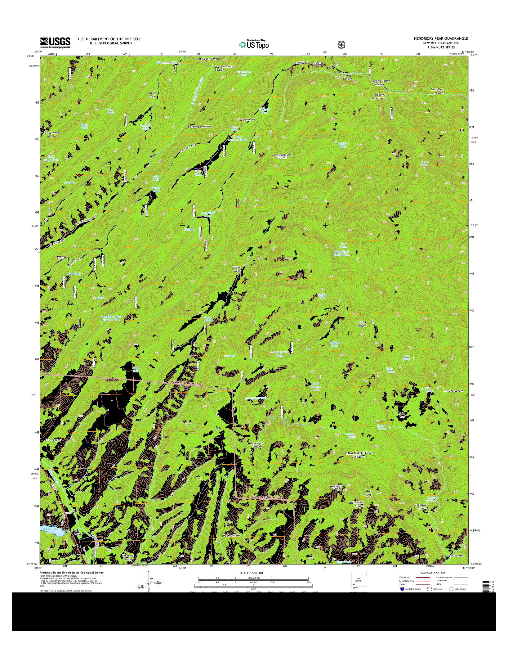 USGS US TOPO 7.5-MINUTE MAP FOR HENDRICKS PEAK, NM 2013