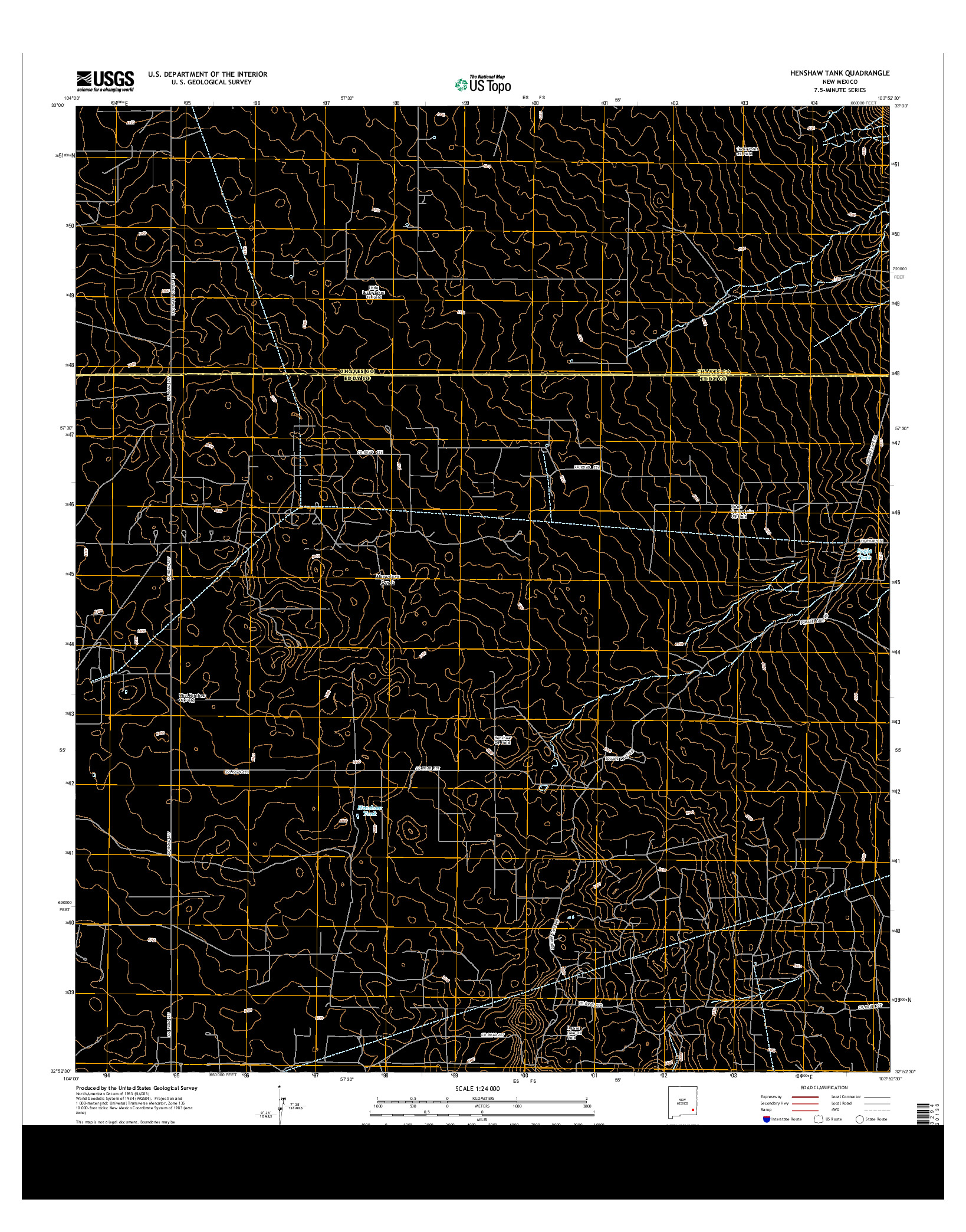 USGS US TOPO 7.5-MINUTE MAP FOR HENSHAW TANK, NM 2013