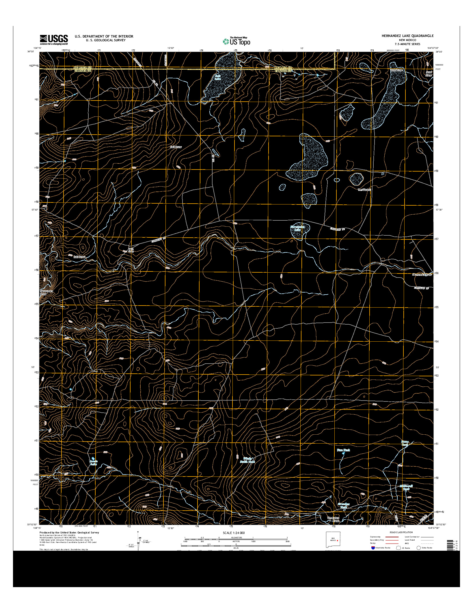 USGS US TOPO 7.5-MINUTE MAP FOR HERNANDEZ LAKE, NM 2013
