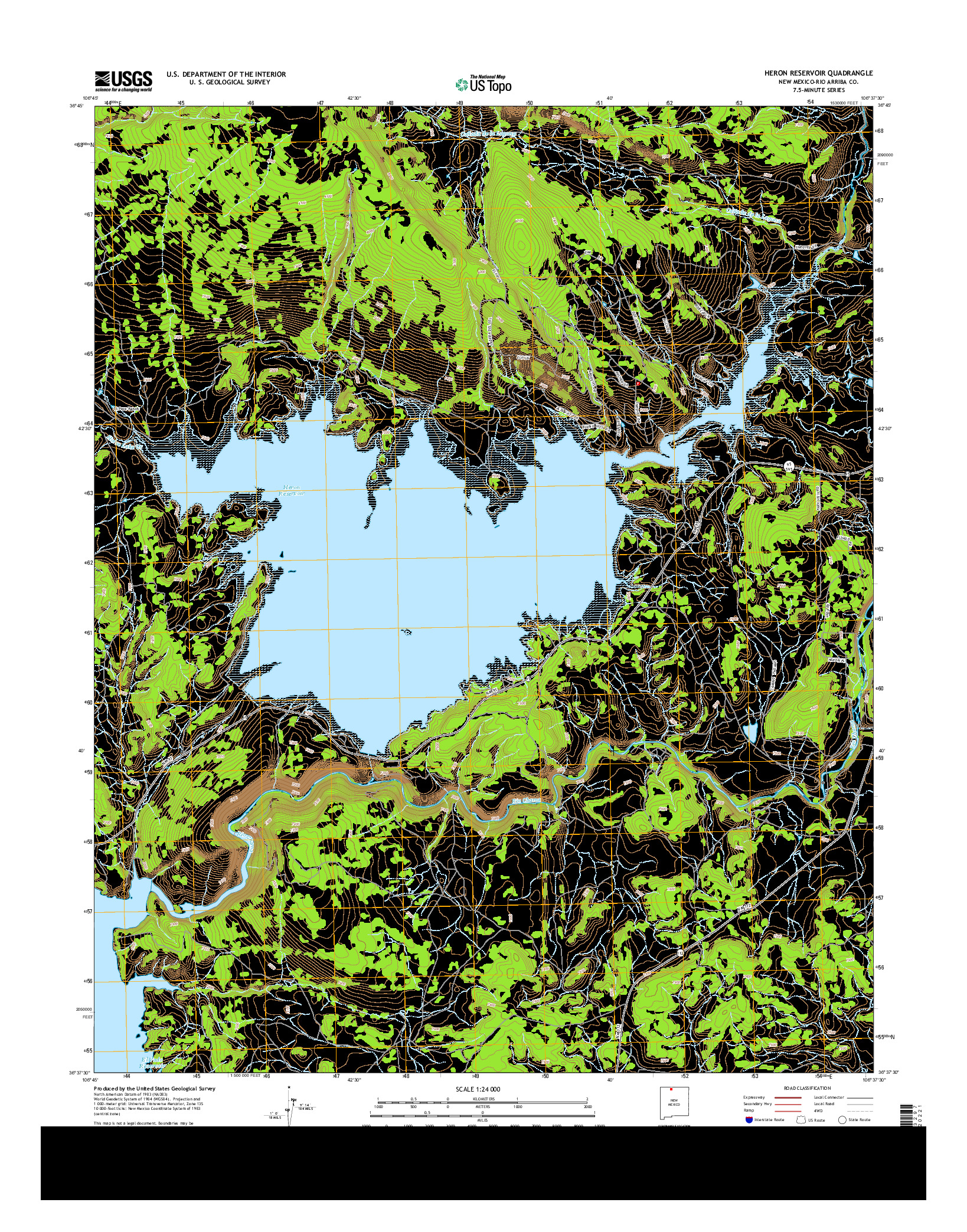 USGS US TOPO 7.5-MINUTE MAP FOR HERON RESERVOIR, NM 2013