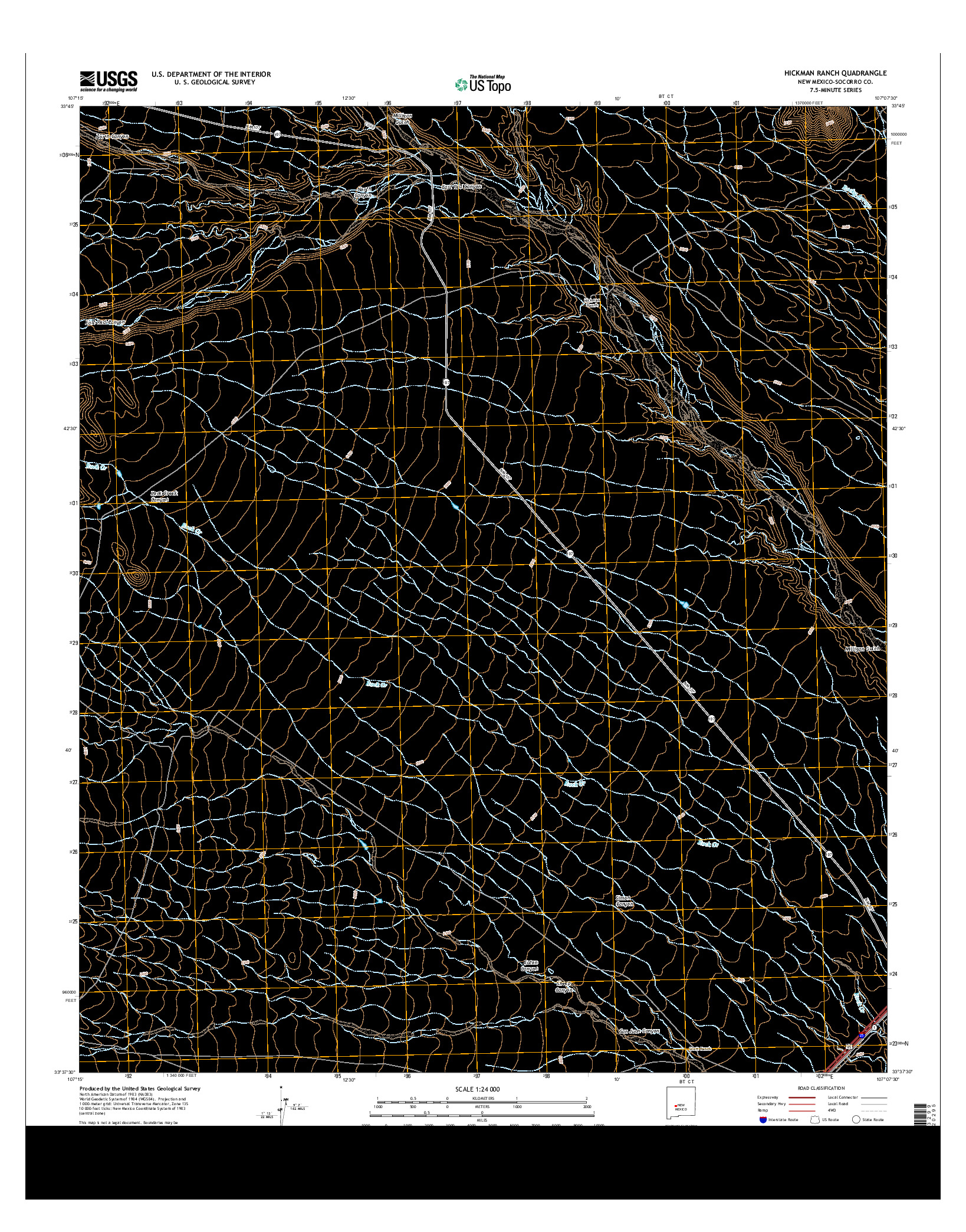 USGS US TOPO 7.5-MINUTE MAP FOR HICKMAN RANCH, NM 2013