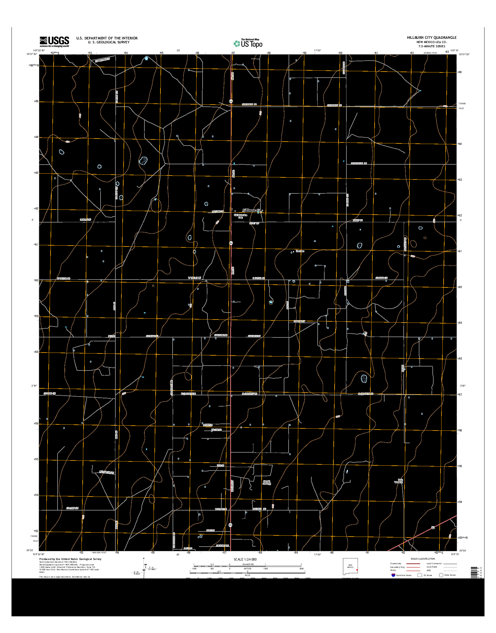 USGS US TOPO 7.5-MINUTE MAP FOR HILLBURN CITY, NM 2013