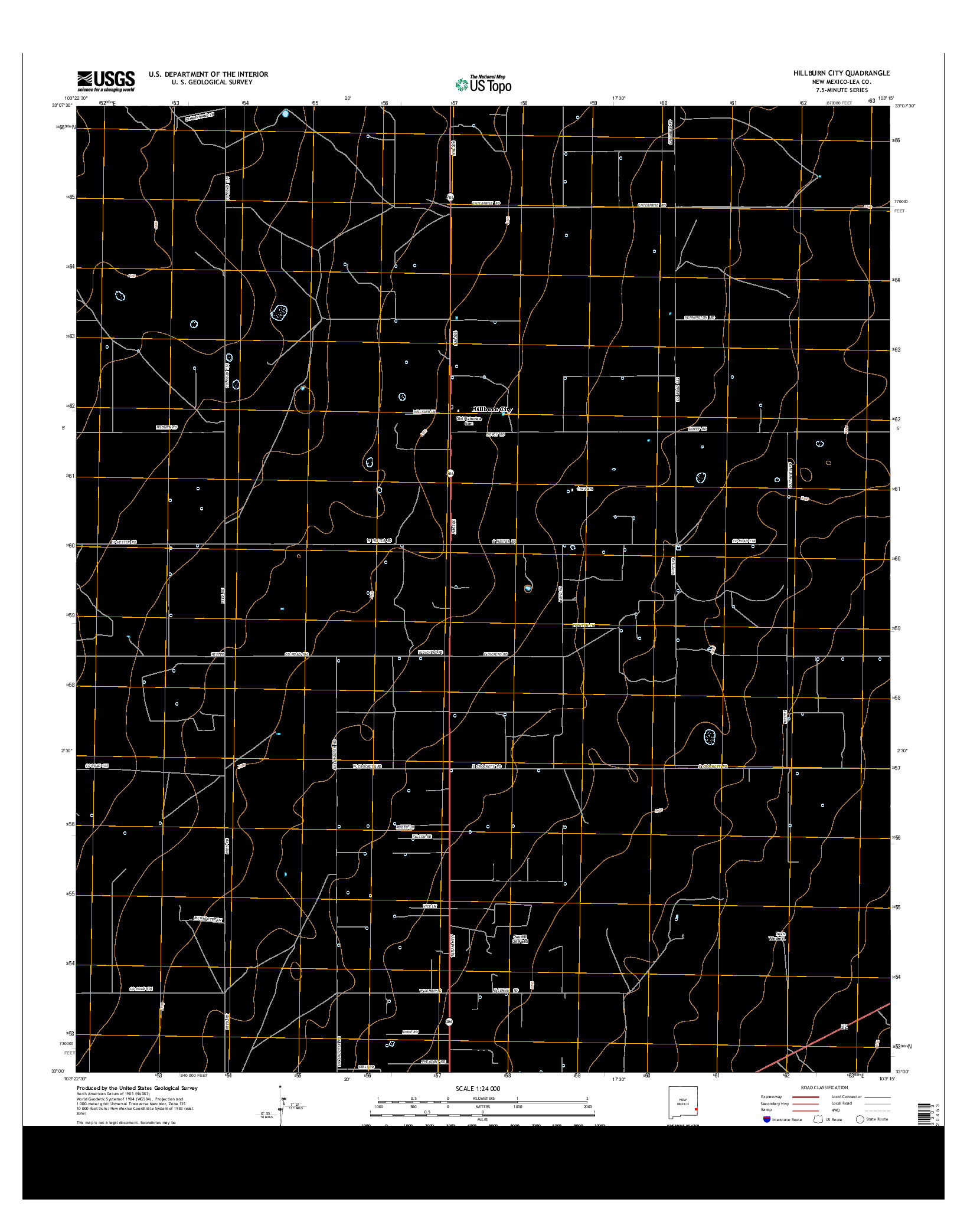 USGS US TOPO 7.5-MINUTE MAP FOR HILLBURN CITY, NM 2013