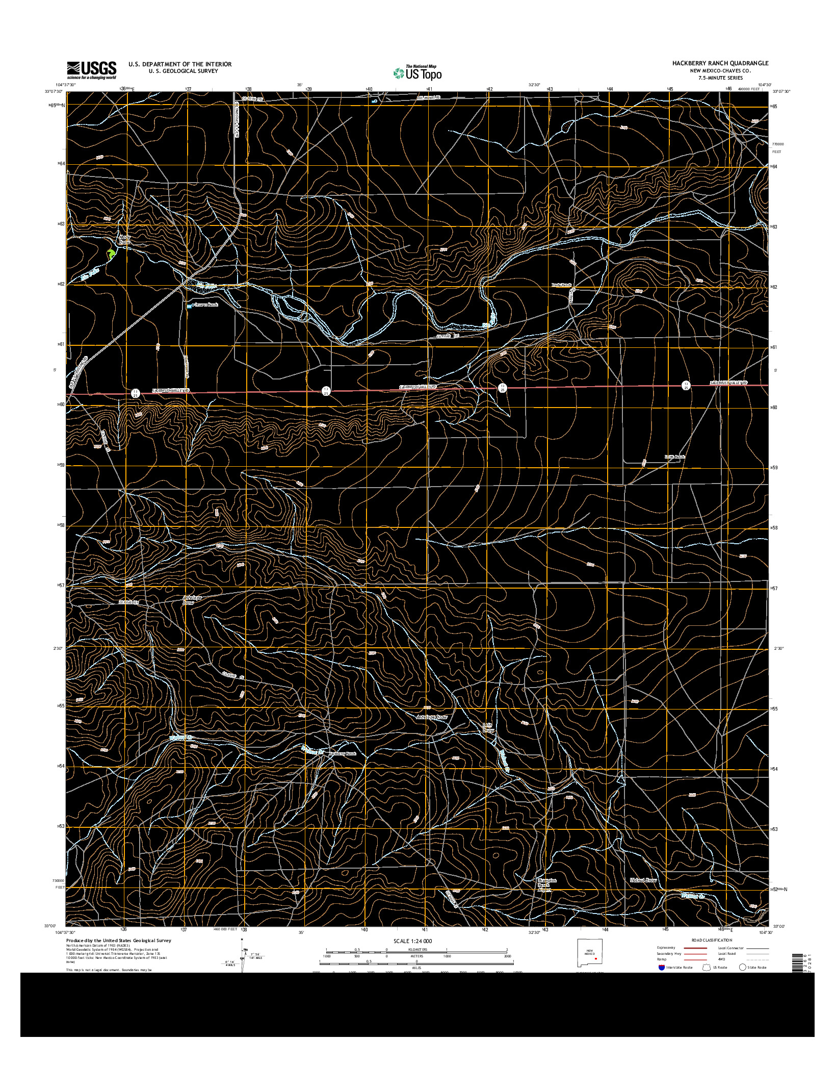 USGS US TOPO 7.5-MINUTE MAP FOR HACKBERRY RANCH, NM 2013