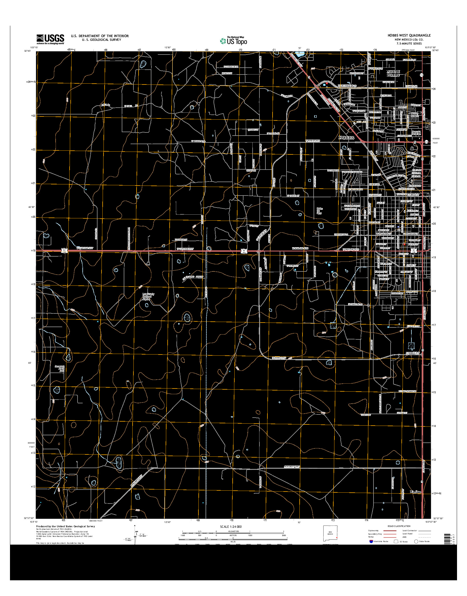 USGS US TOPO 7.5-MINUTE MAP FOR HOBBS WEST, NM 2013