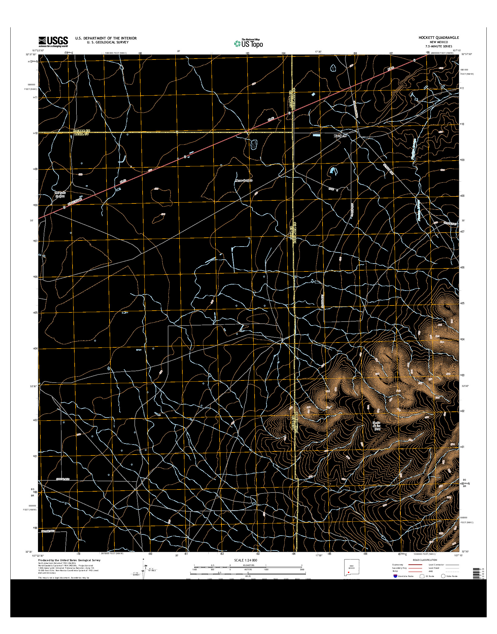 USGS US TOPO 7.5-MINUTE MAP FOR HOCKETT, NM 2013