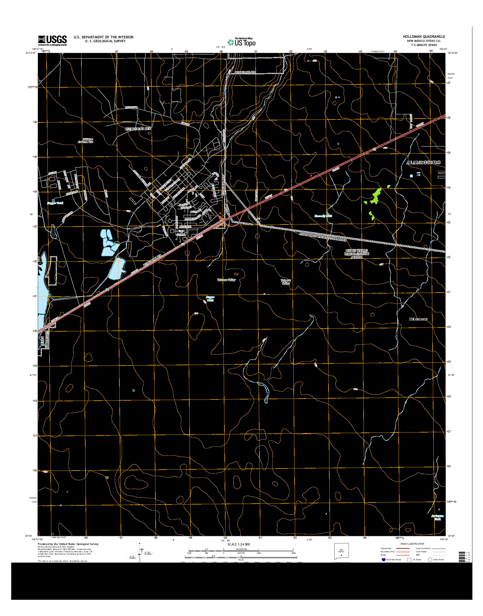 USGS US TOPO 7.5-MINUTE MAP FOR HOLLOMAN, NM 2013