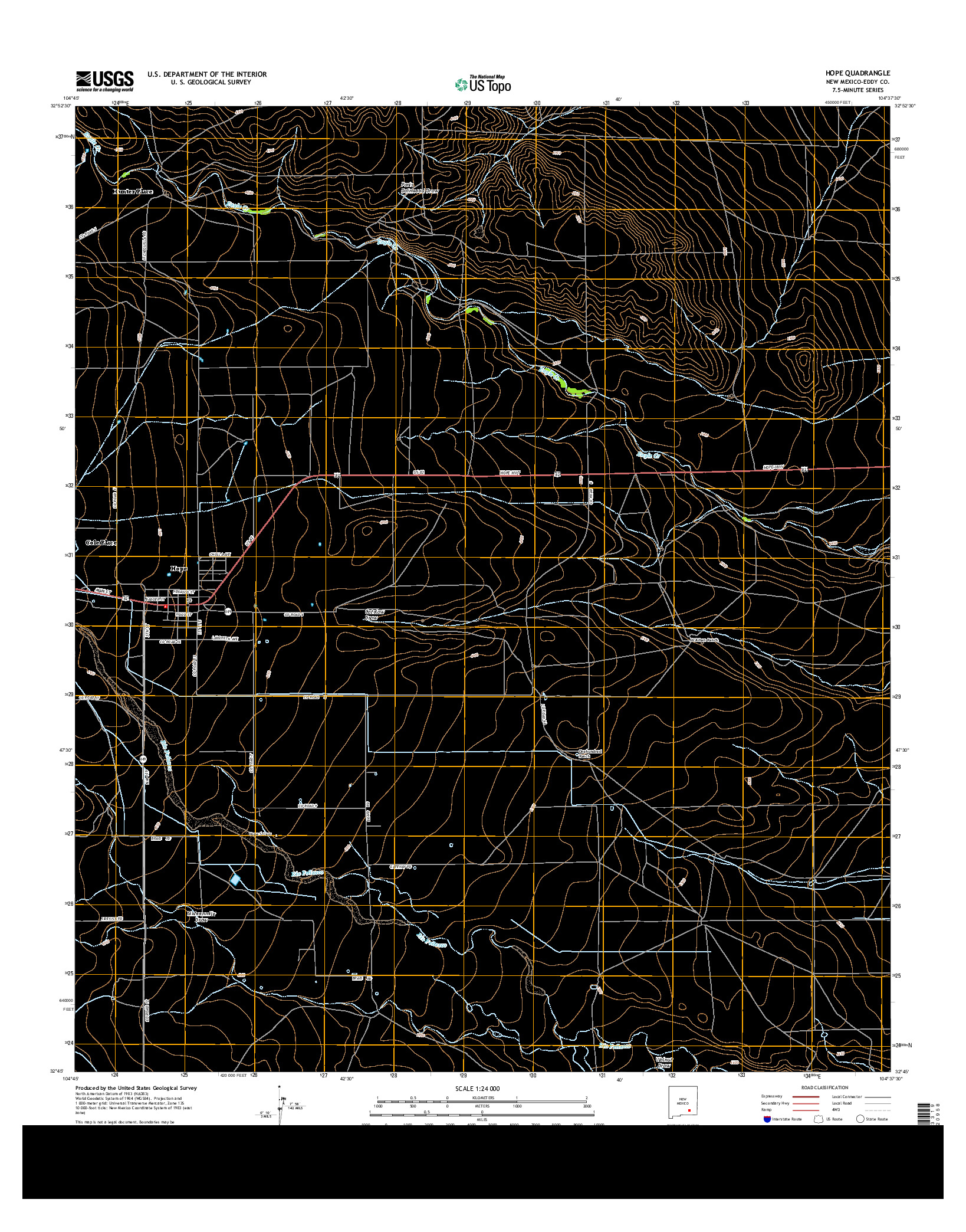 USGS US TOPO 7.5-MINUTE MAP FOR HOPE, NM 2013