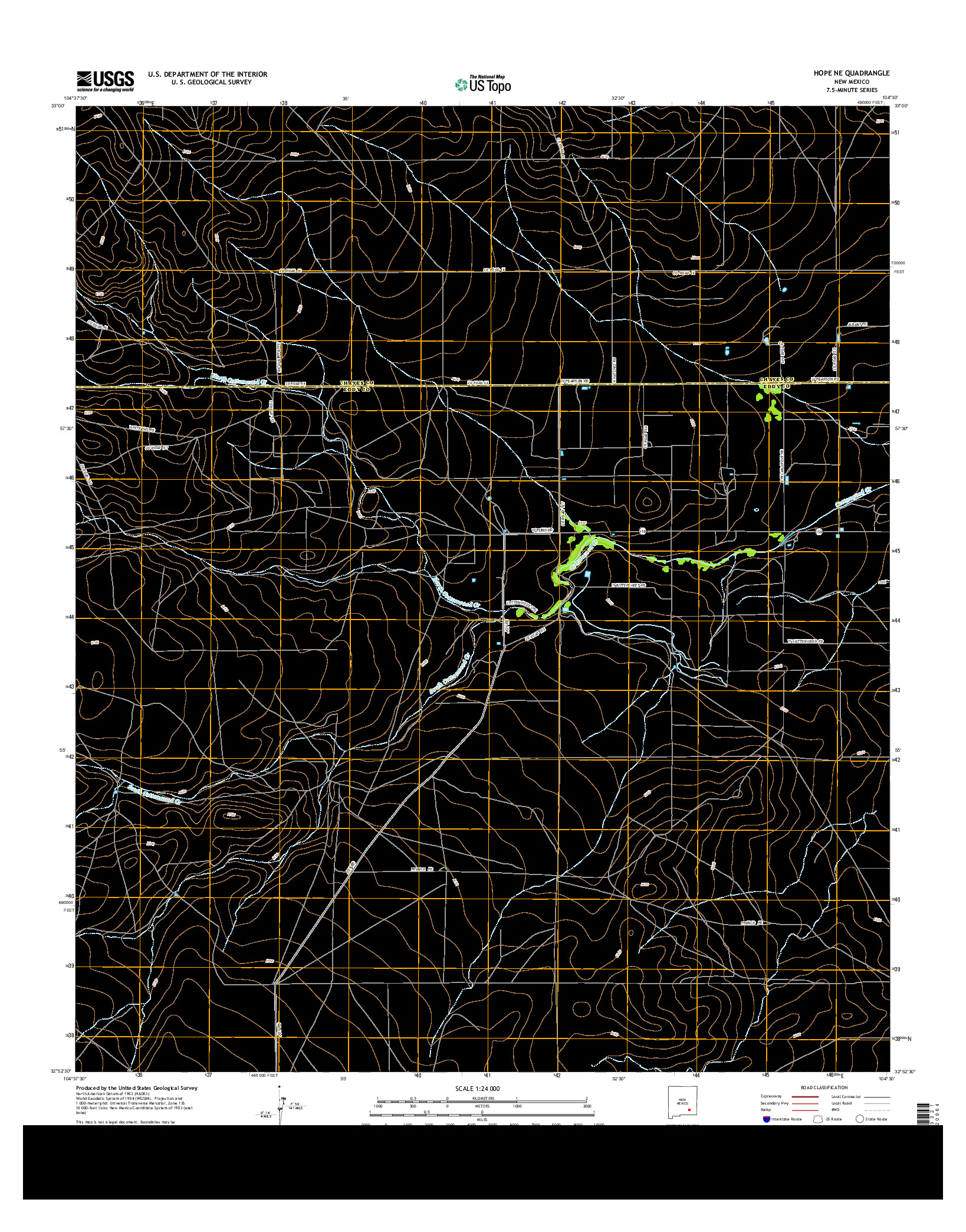 USGS US TOPO 7.5-MINUTE MAP FOR HOPE NE, NM 2013
