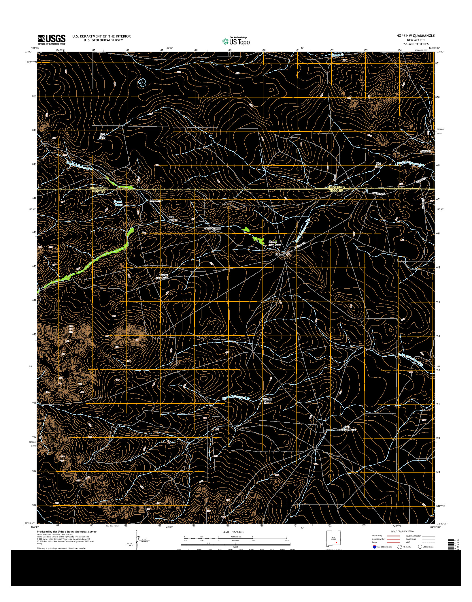 USGS US TOPO 7.5-MINUTE MAP FOR HOPE NW, NM 2013