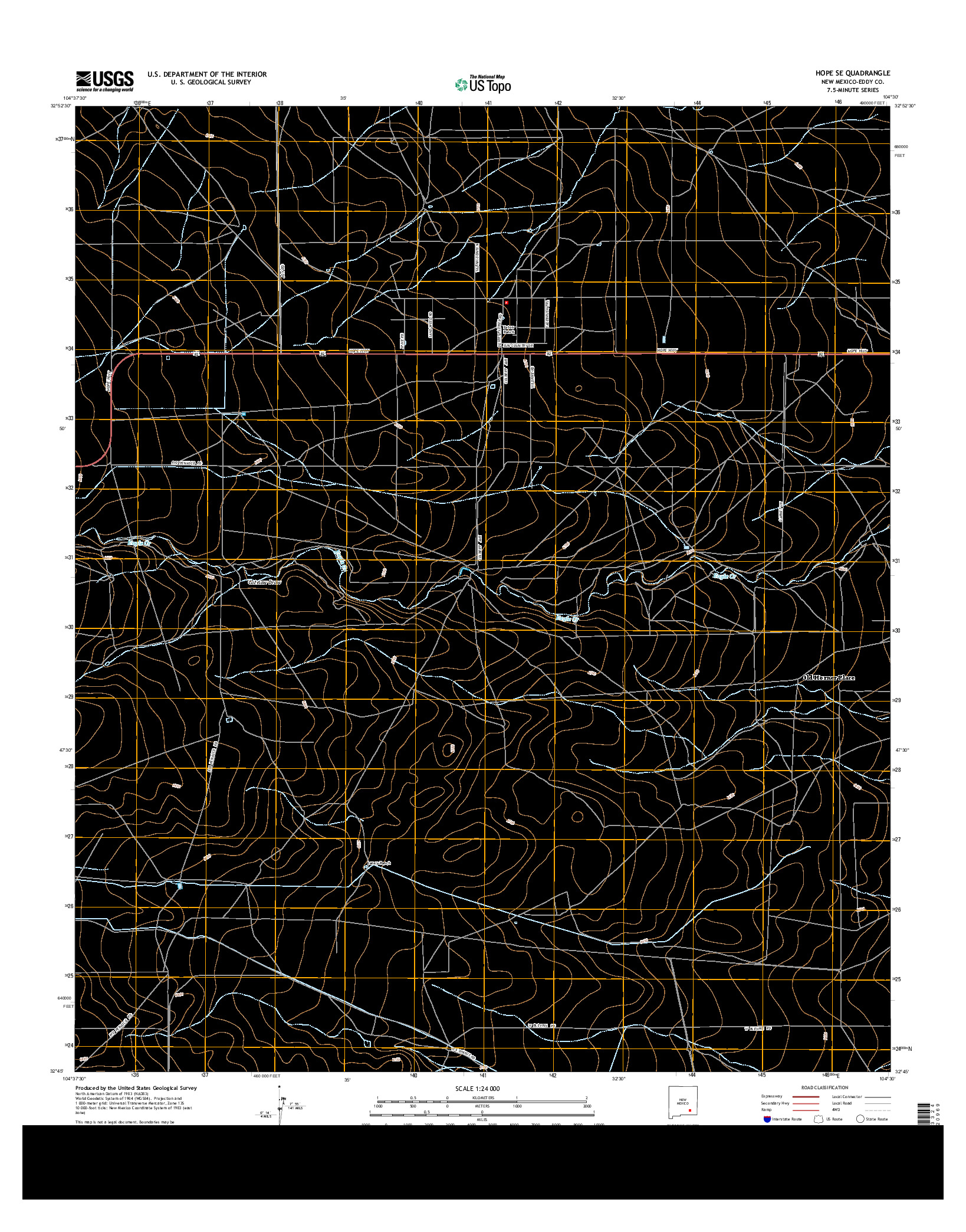 USGS US TOPO 7.5-MINUTE MAP FOR HOPE SE, NM 2013
