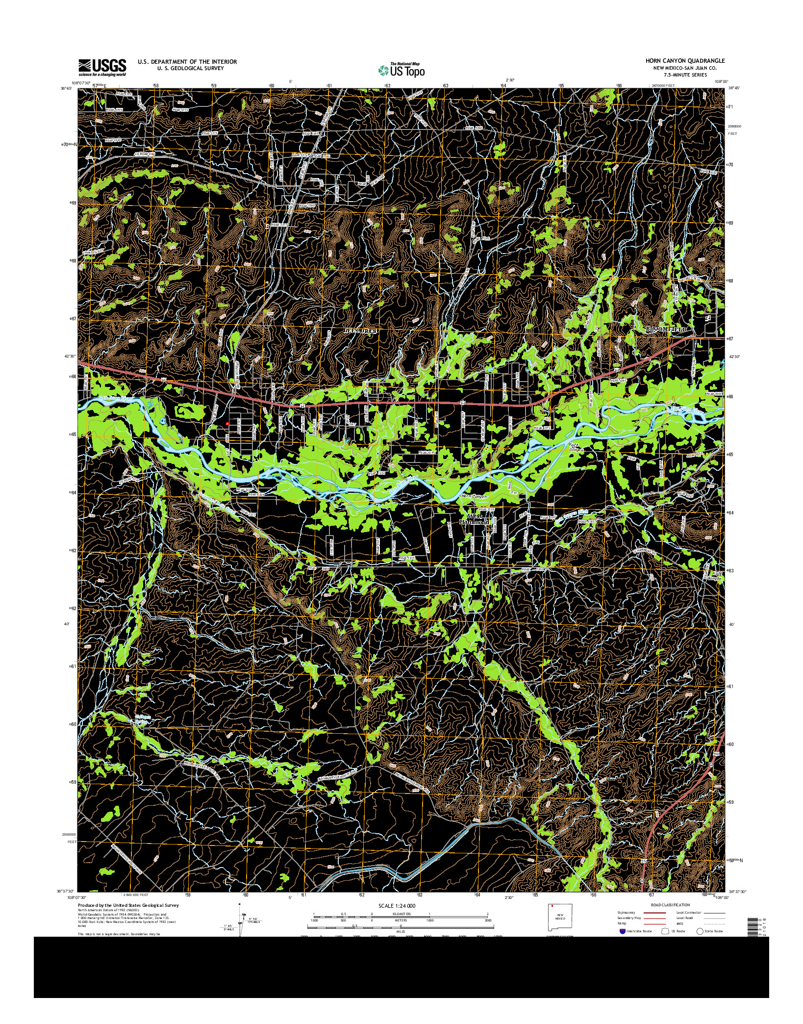 USGS US TOPO 7.5-MINUTE MAP FOR HORN CANYON, NM 2013