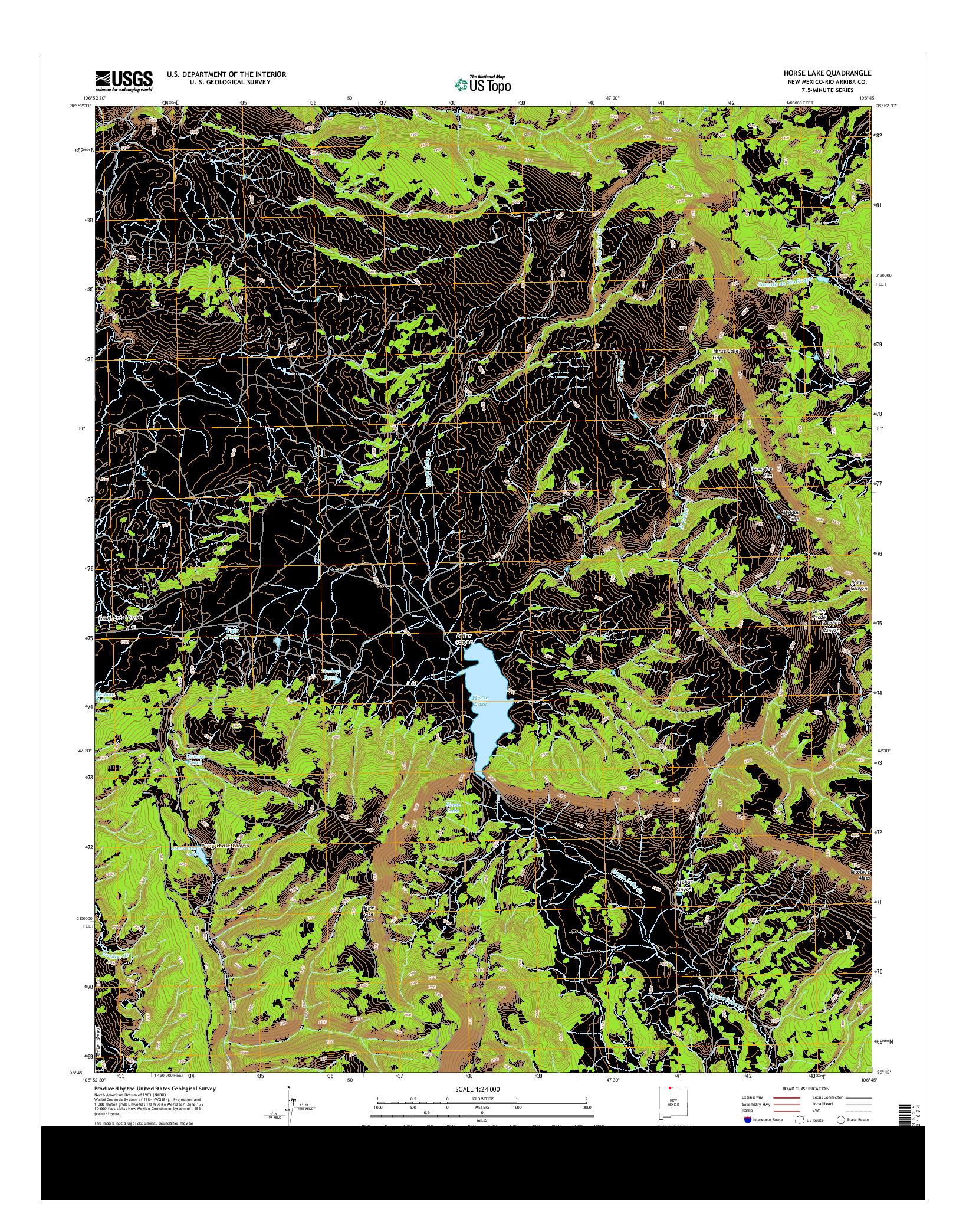USGS US TOPO 7.5-MINUTE MAP FOR HORSE LAKE, NM 2013
