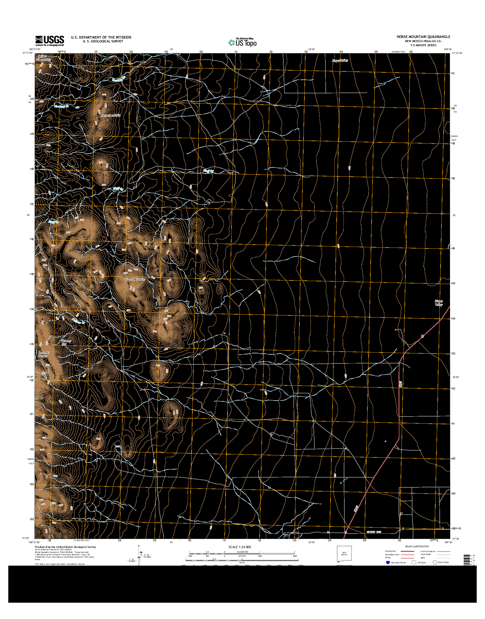 USGS US TOPO 7.5-MINUTE MAP FOR HORSE MOUNTAIN, NM 2013