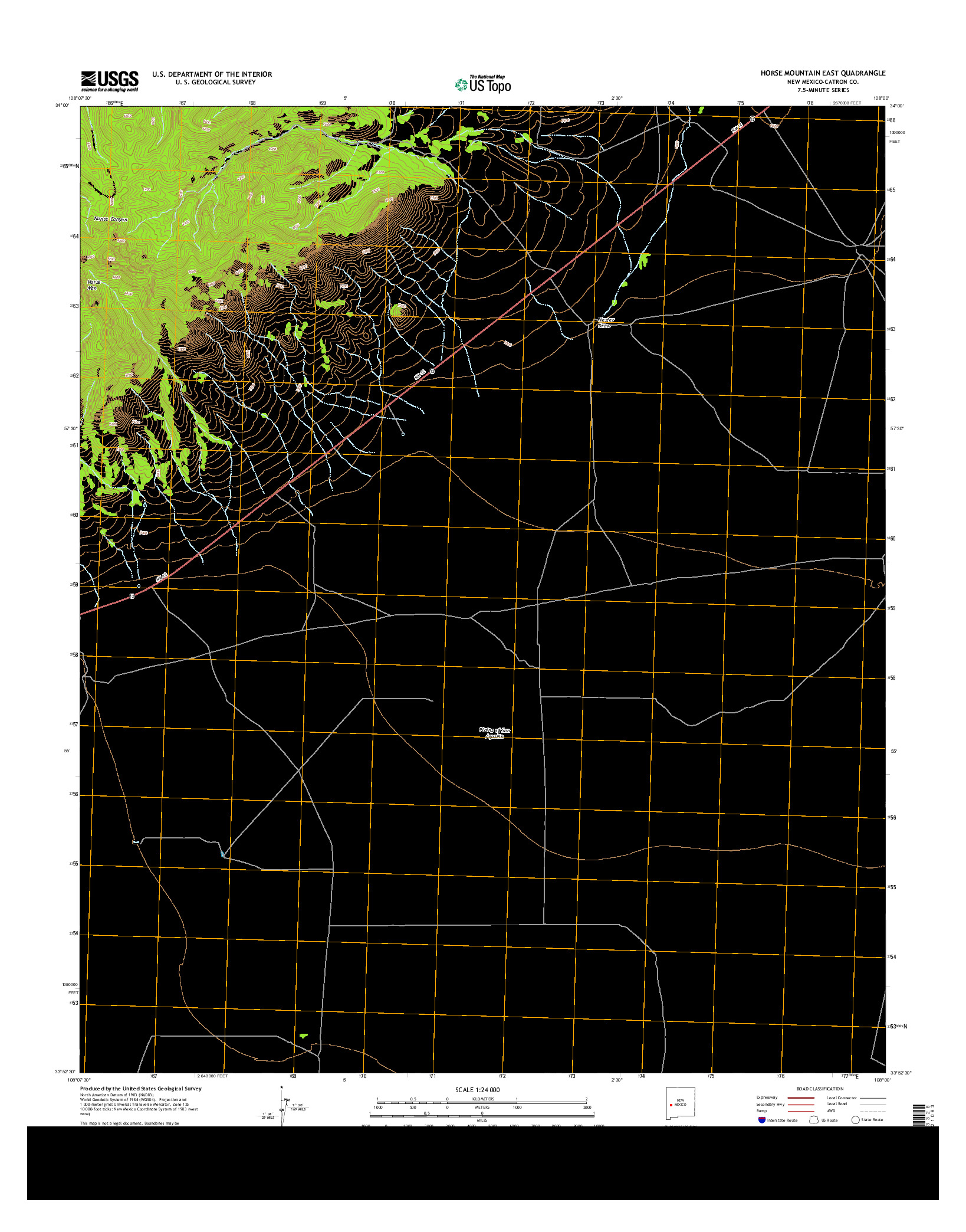 USGS US TOPO 7.5-MINUTE MAP FOR HORSE MOUNTAIN EAST, NM 2013