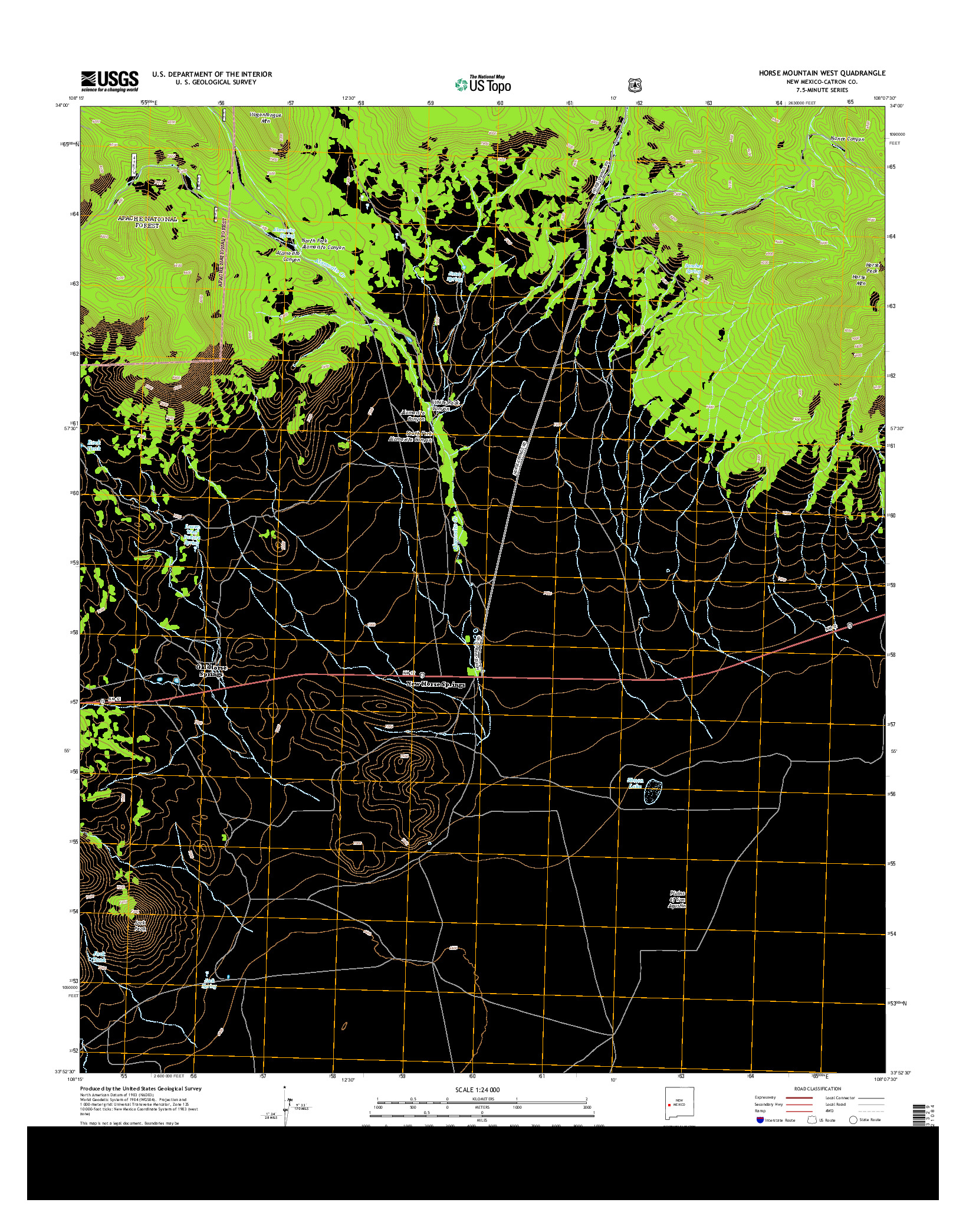 USGS US TOPO 7.5-MINUTE MAP FOR HORSE MOUNTAIN WEST, NM 2013