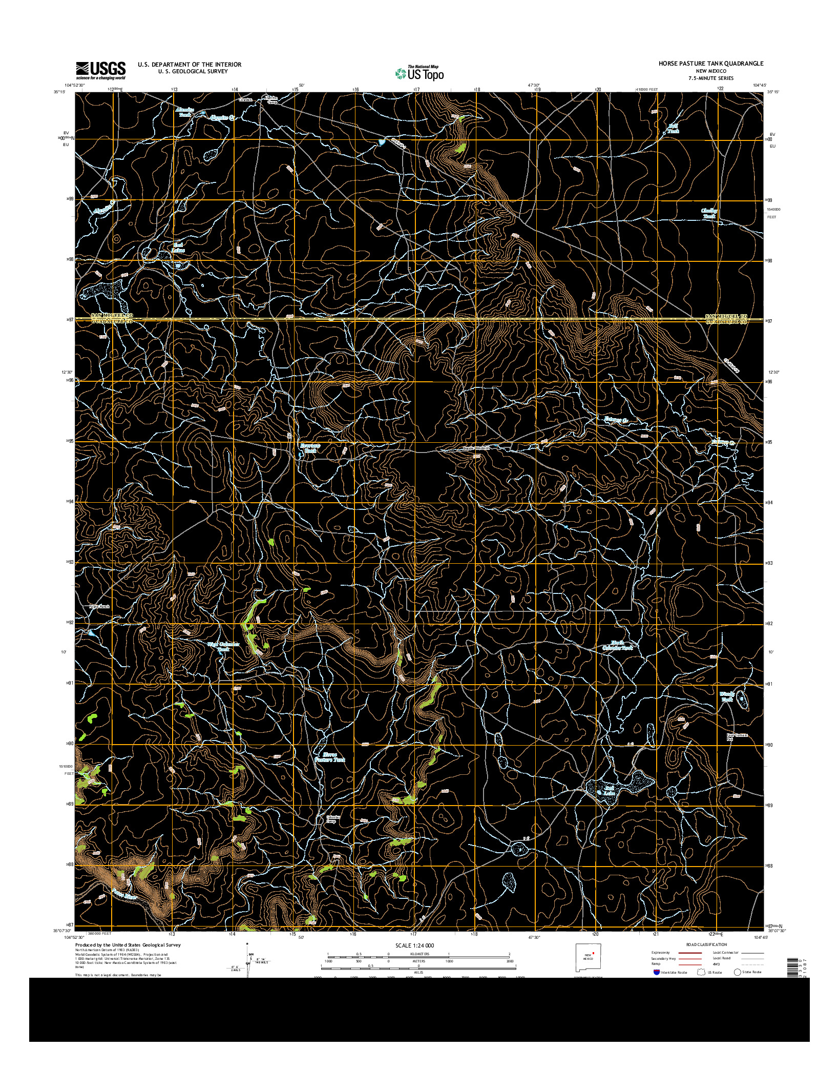 USGS US TOPO 7.5-MINUTE MAP FOR HORSE PASTURE TANK, NM 2013