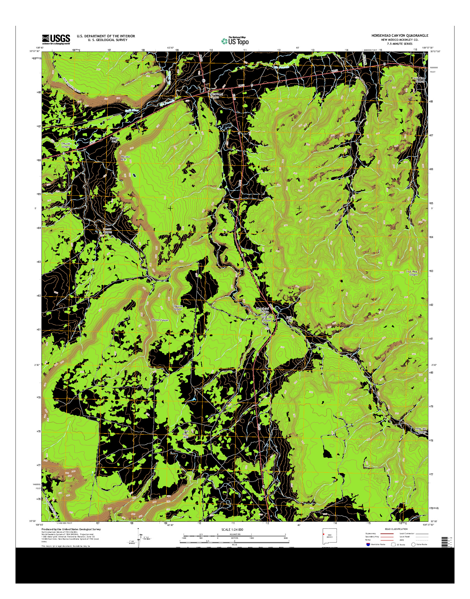 USGS US TOPO 7.5-MINUTE MAP FOR HORSEHEAD CANYON, NM 2013