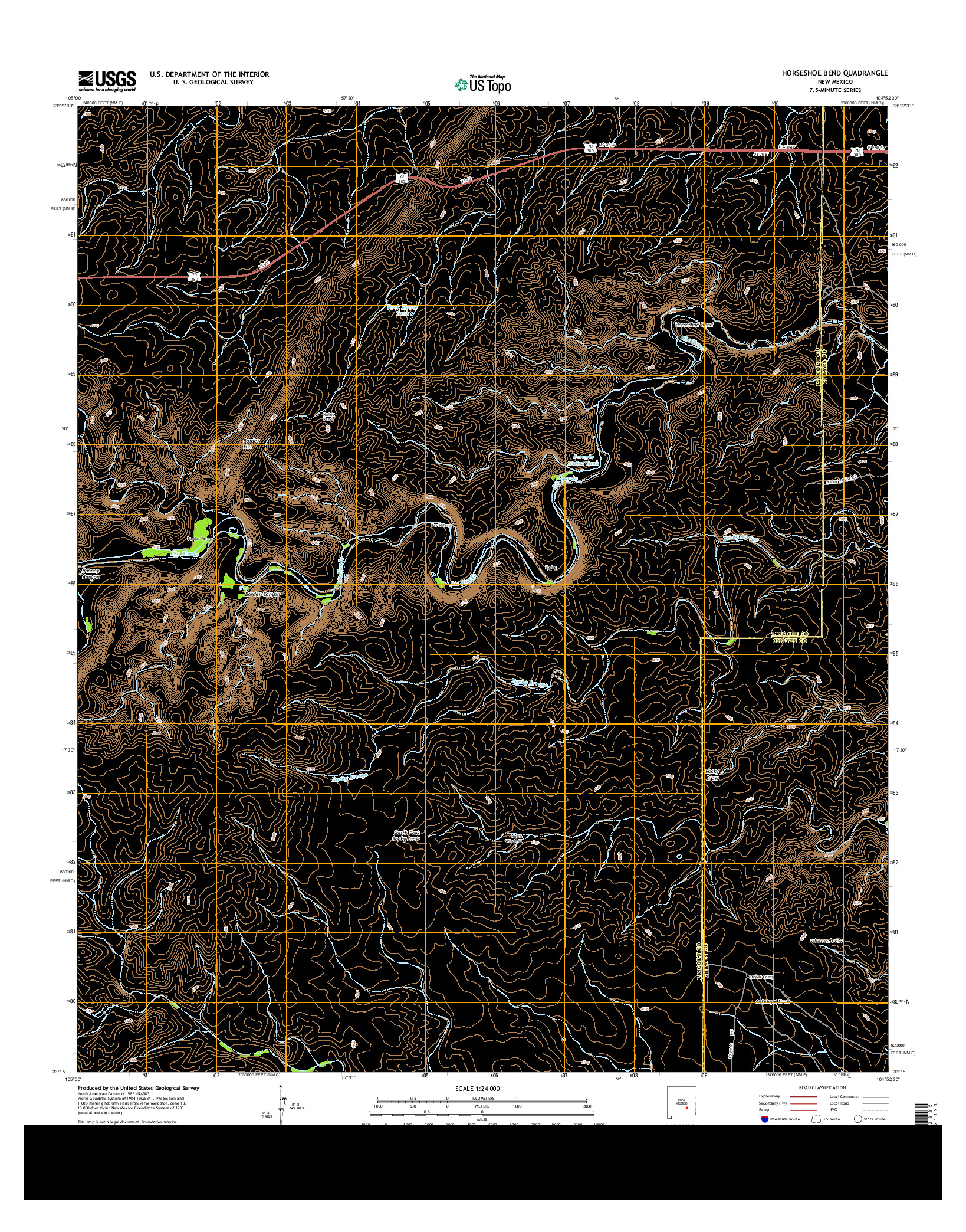 USGS US TOPO 7.5-MINUTE MAP FOR HORSESHOE BEND, NM 2013