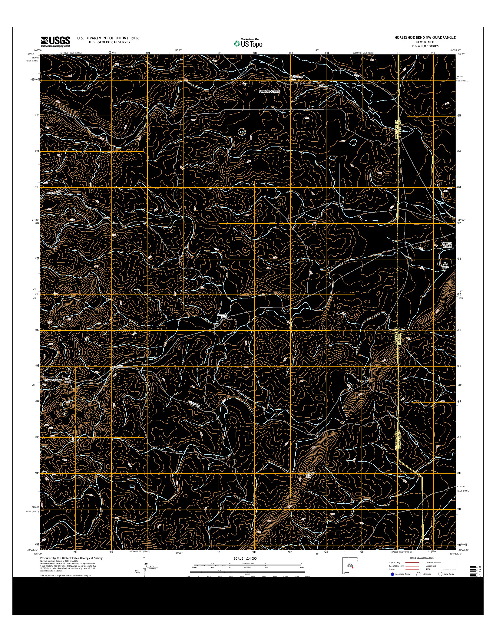 USGS US TOPO 7.5-MINUTE MAP FOR HORSESHOE BEND NW, NM 2013