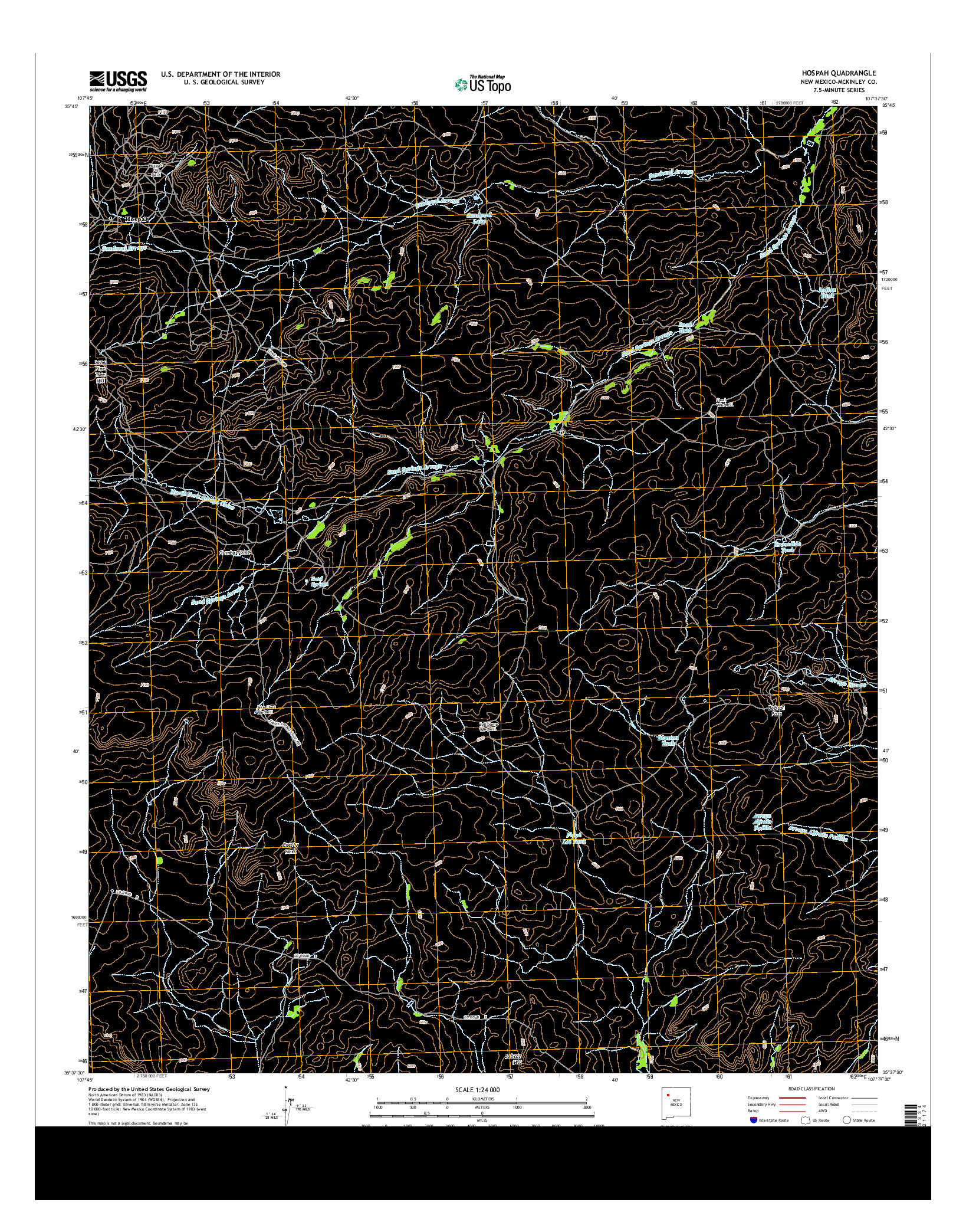 USGS US TOPO 7.5-MINUTE MAP FOR HOSPAH, NM 2013