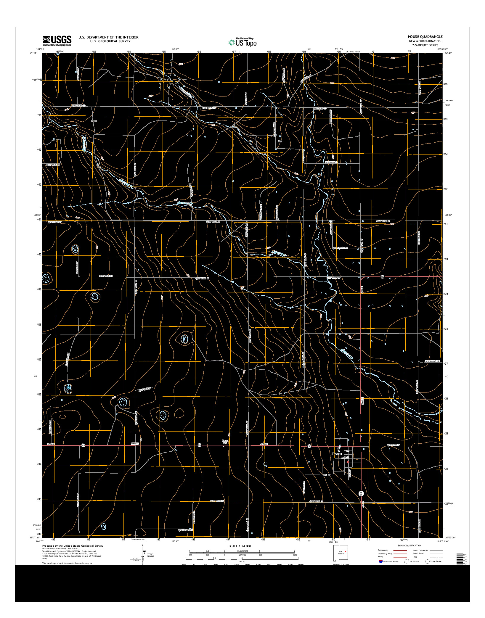 USGS US TOPO 7.5-MINUTE MAP FOR HOUSE, NM 2013