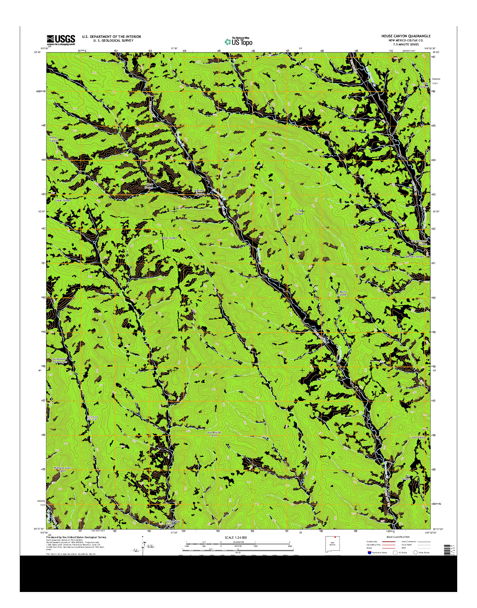 USGS US TOPO 7.5-MINUTE MAP FOR HOUSE CANYON, NM 2013