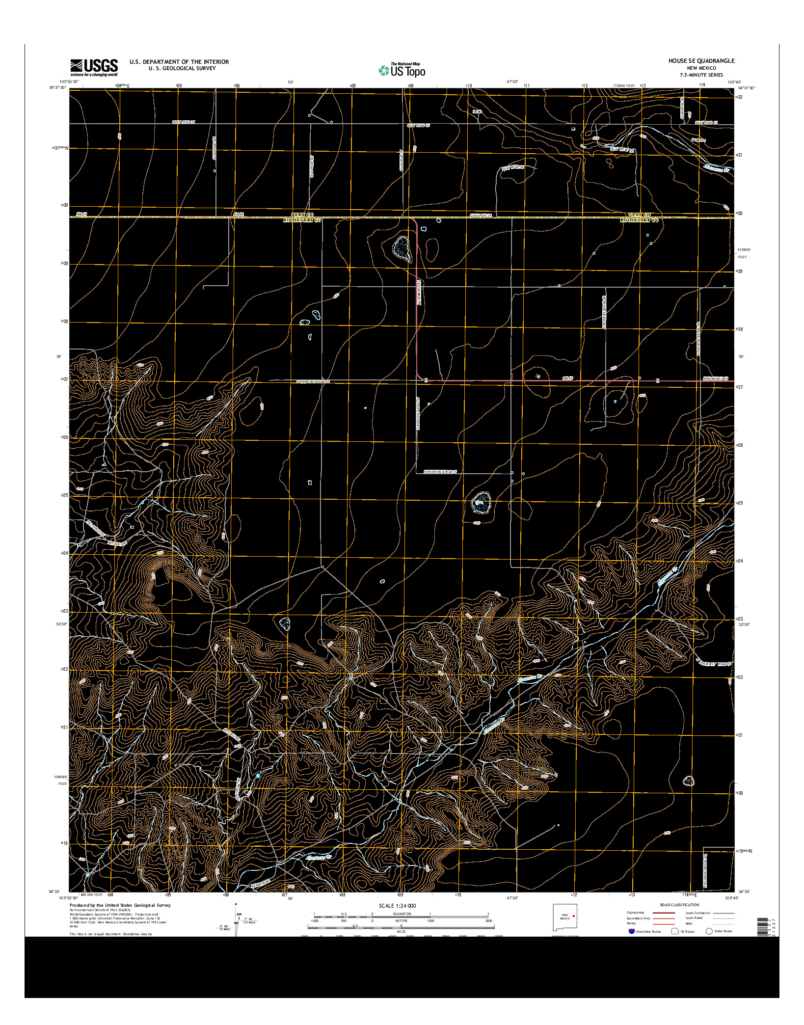 USGS US TOPO 7.5-MINUTE MAP FOR HOUSE SE, NM 2013