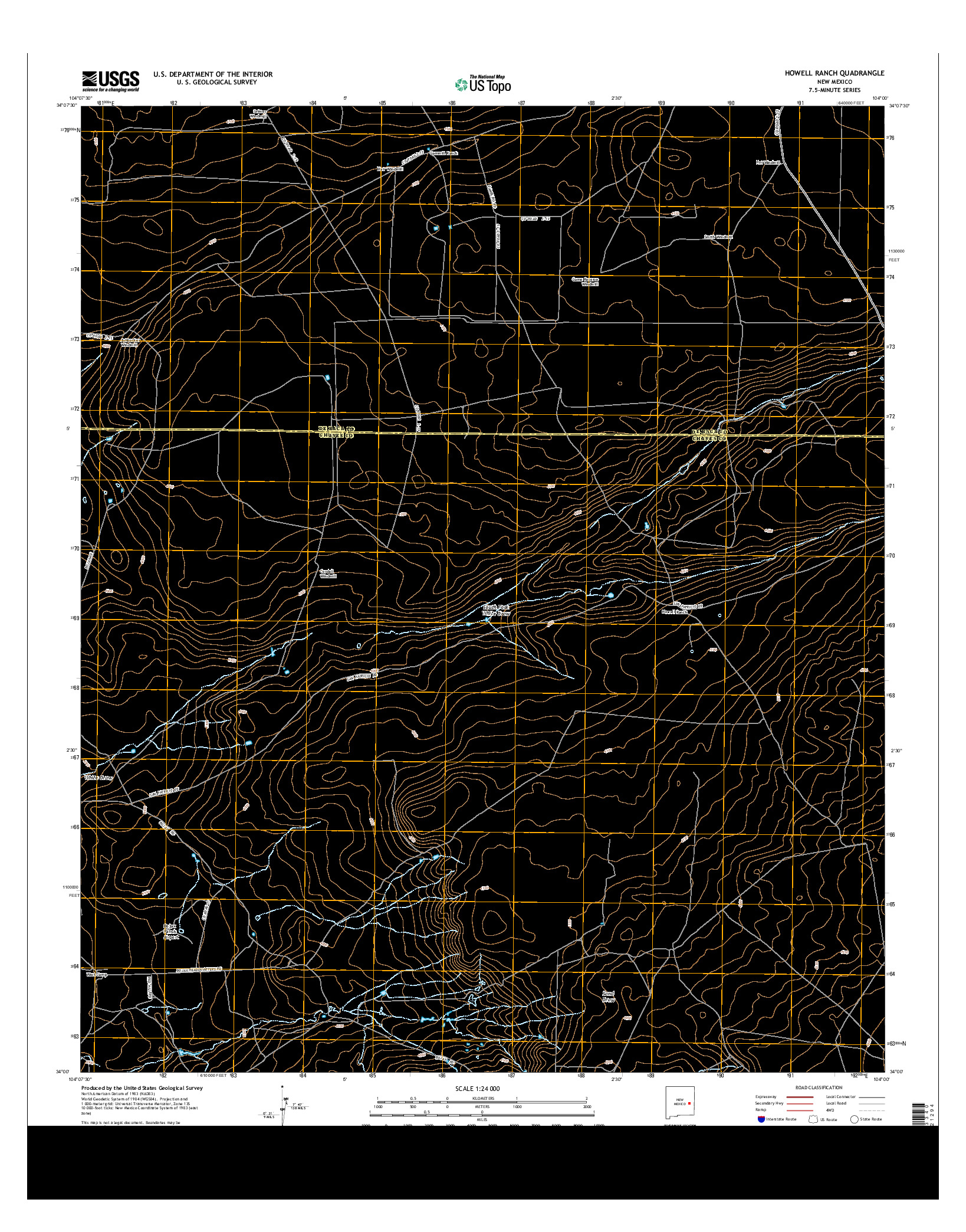 USGS US TOPO 7.5-MINUTE MAP FOR HOWELL RANCH, NM 2013