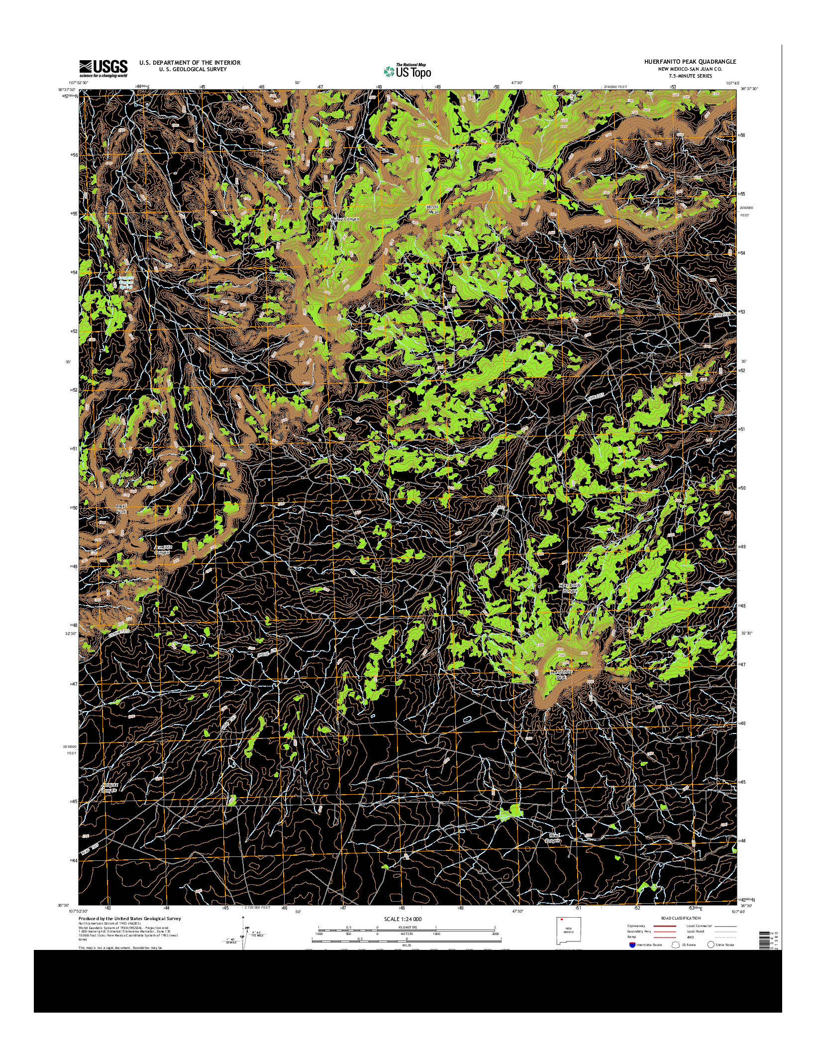 USGS US TOPO 7.5-MINUTE MAP FOR HUERFANITO PEAK, NM 2013