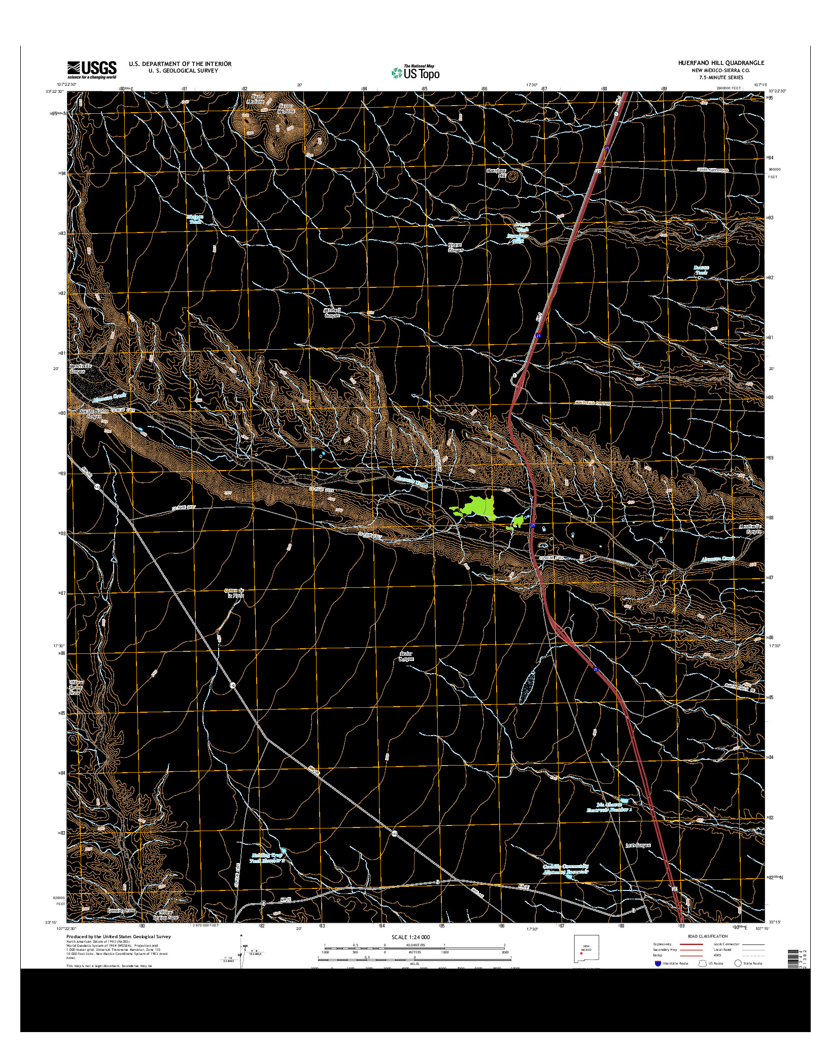 USGS US TOPO 7.5-MINUTE MAP FOR HUERFANO HILL, NM 2013