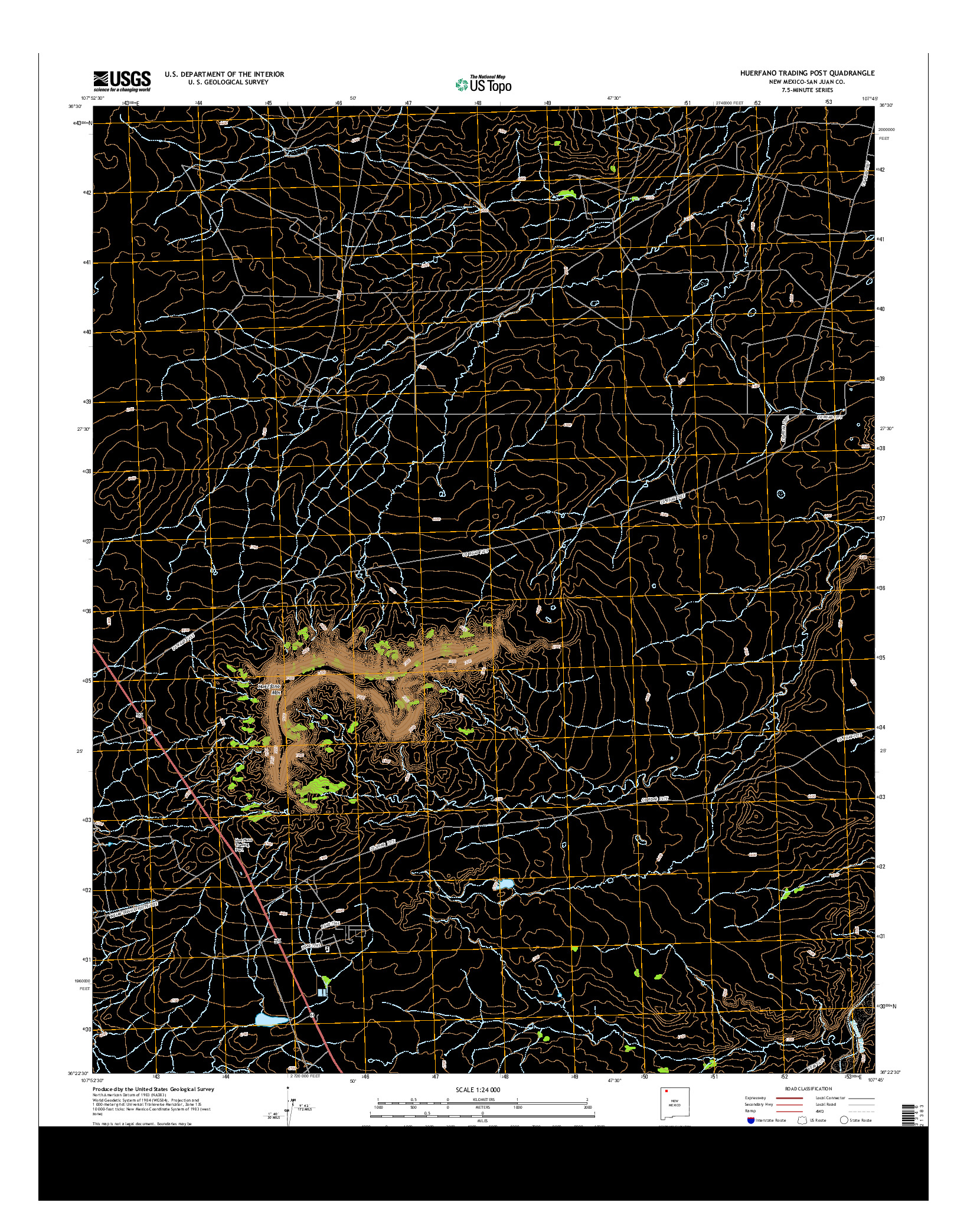 USGS US TOPO 7.5-MINUTE MAP FOR HUERFANO TRADING POST, NM 2013