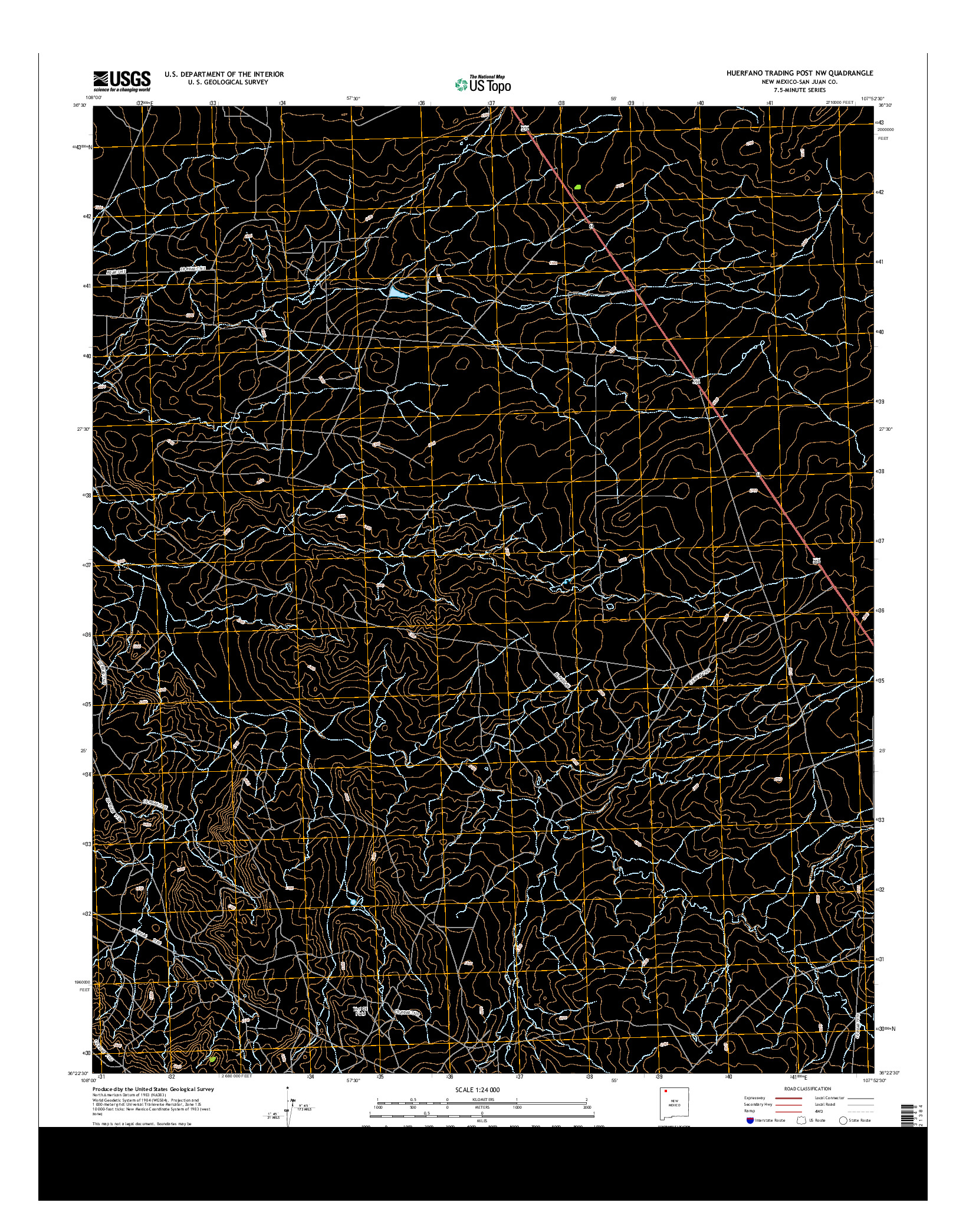 USGS US TOPO 7.5-MINUTE MAP FOR HUERFANO TRADING POST NW, NM 2013
