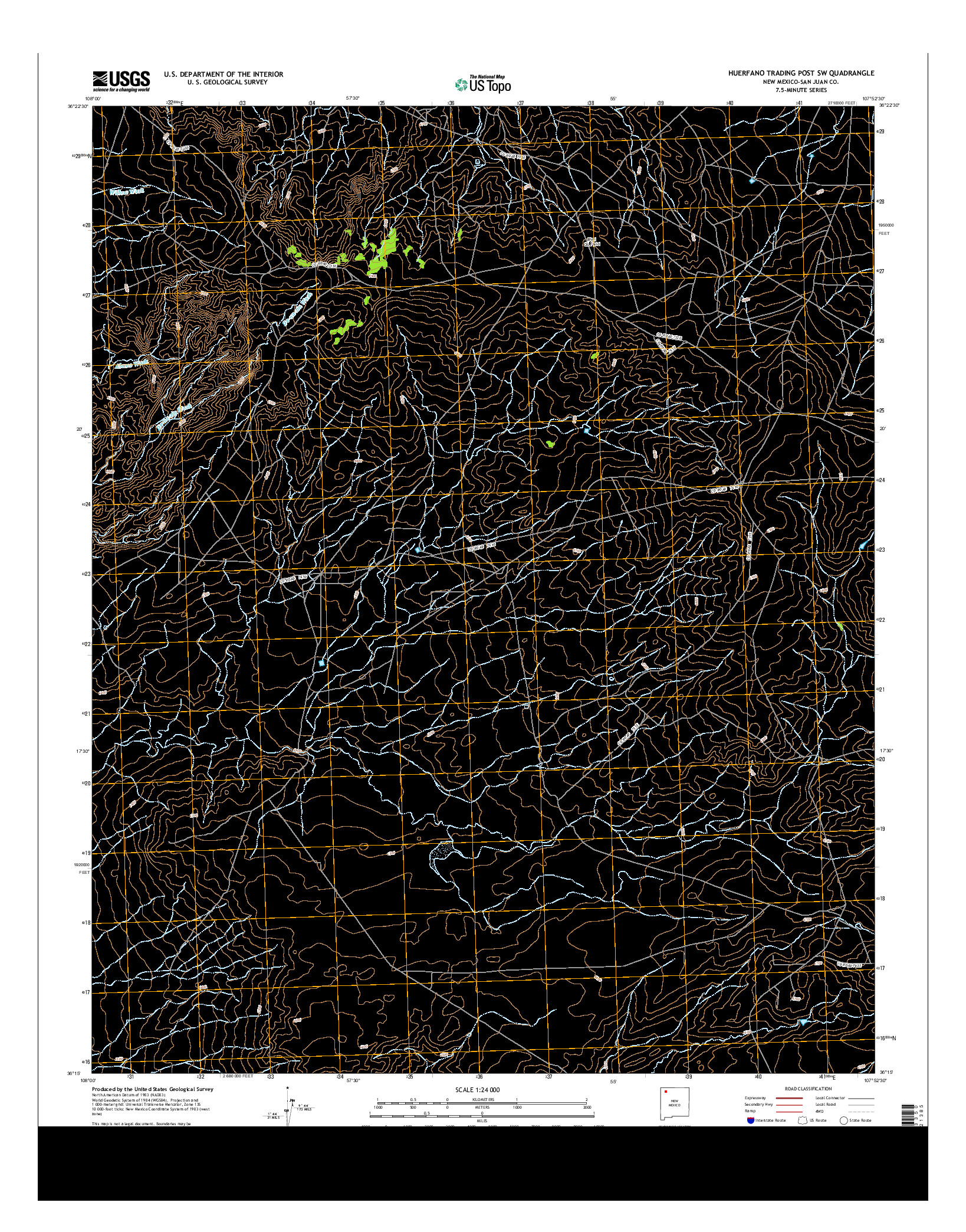 USGS US TOPO 7.5-MINUTE MAP FOR HUERFANO TRADING POST SW, NM 2013