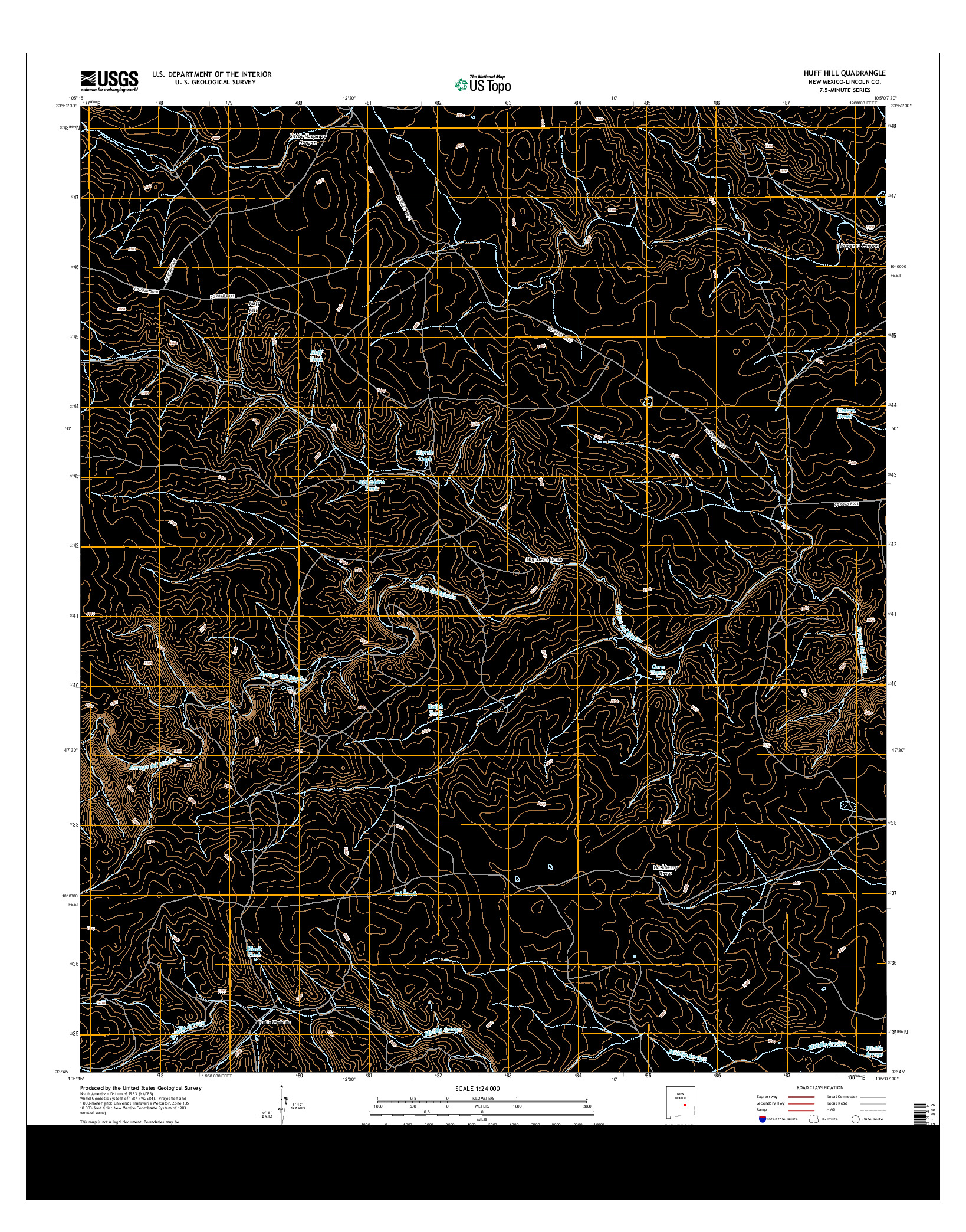 USGS US TOPO 7.5-MINUTE MAP FOR HUFF HILL, NM 2013