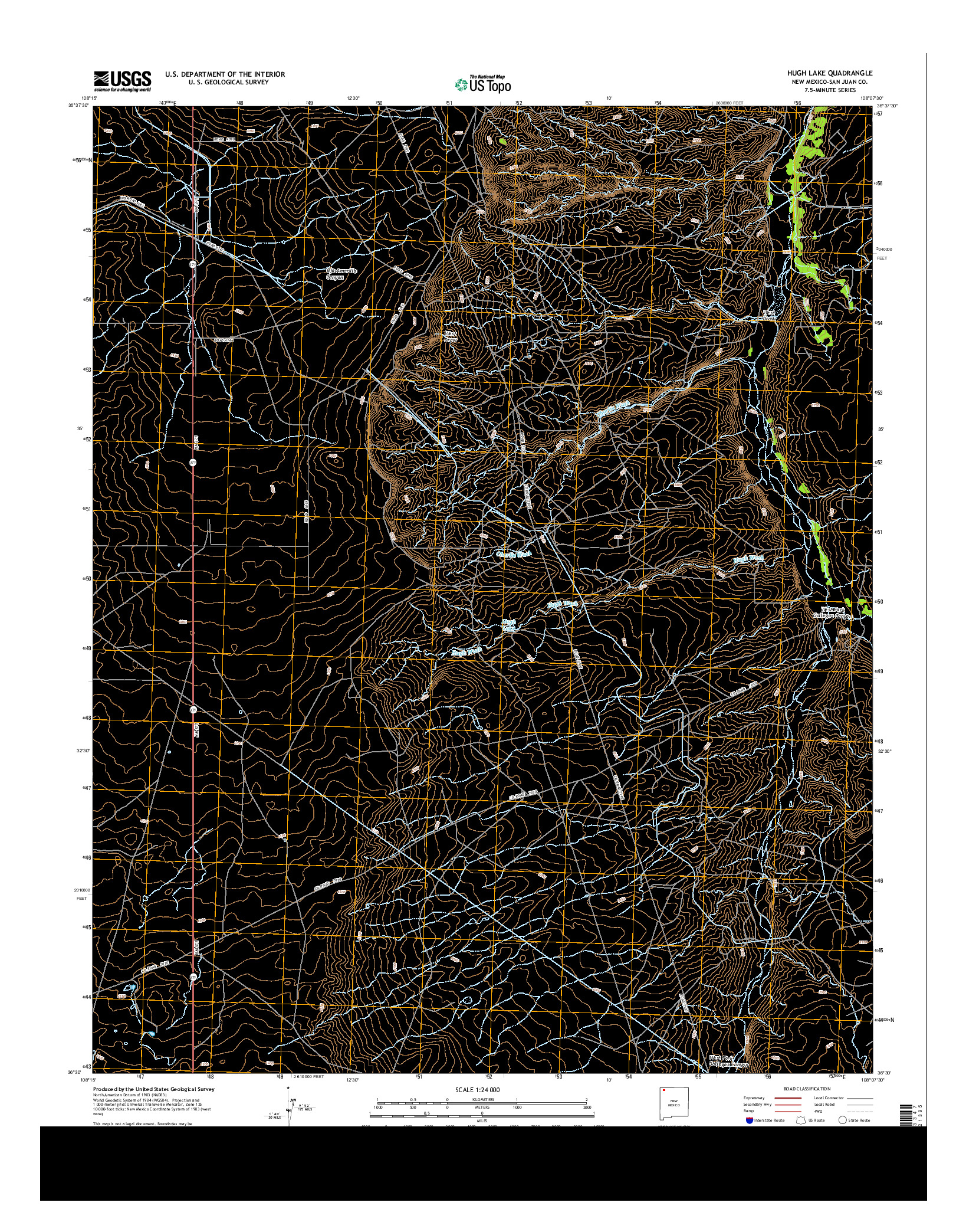 USGS US TOPO 7.5-MINUTE MAP FOR HUGH LAKE, NM 2013