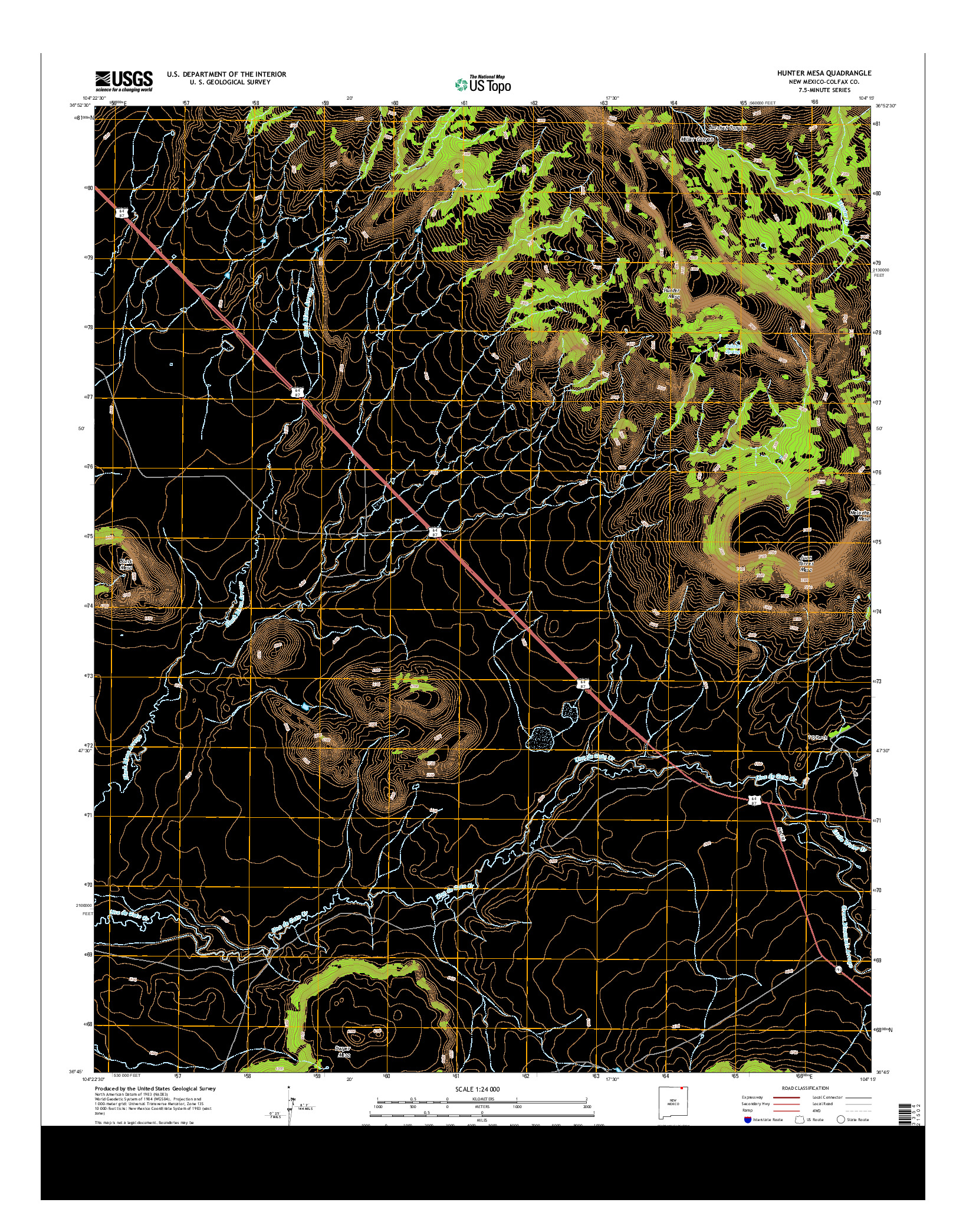 USGS US TOPO 7.5-MINUTE MAP FOR HUNTER MESA, NM 2013