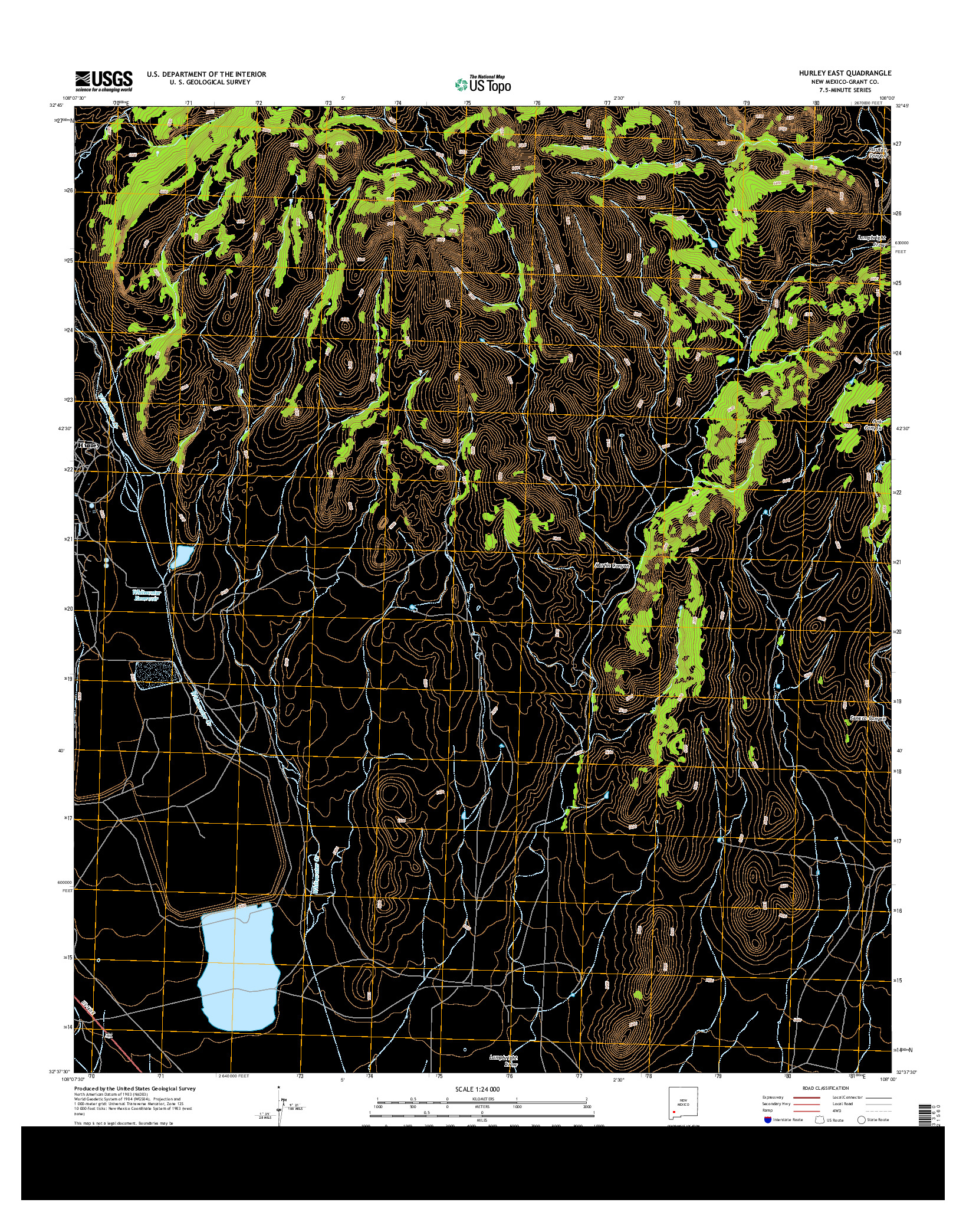 USGS US TOPO 7.5-MINUTE MAP FOR HURLEY EAST, NM 2013