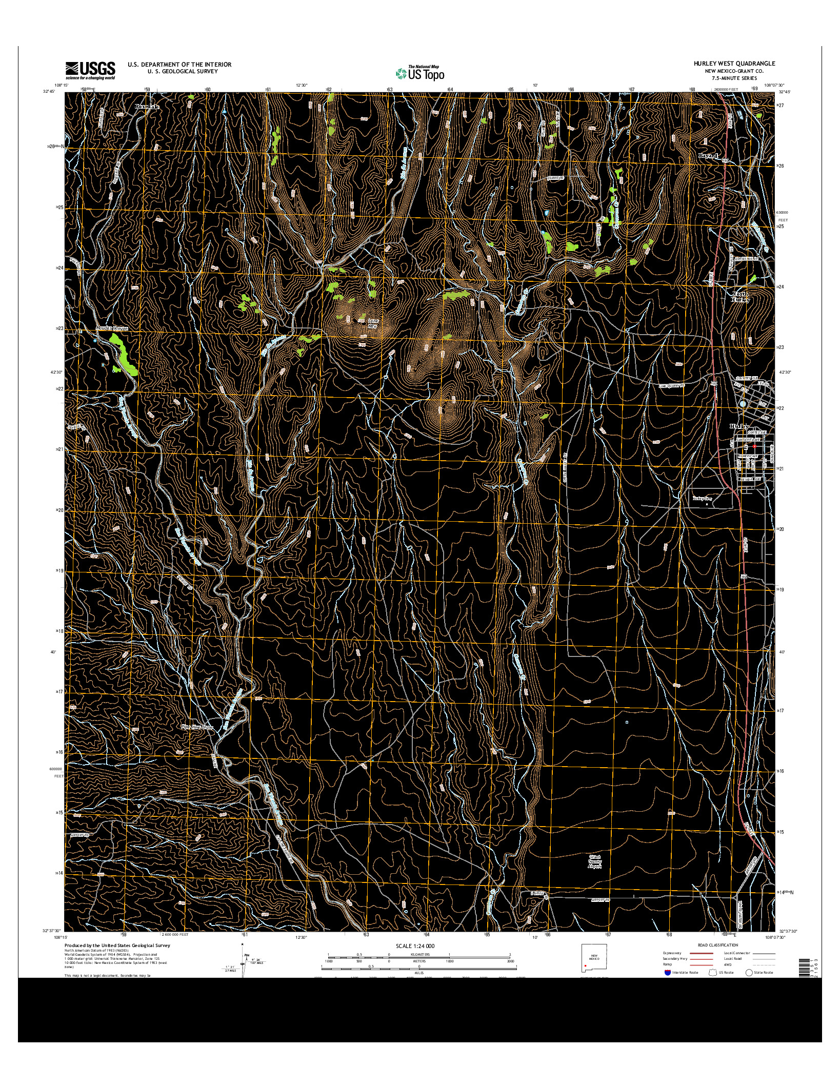 USGS US TOPO 7.5-MINUTE MAP FOR HURLEY WEST, NM 2013