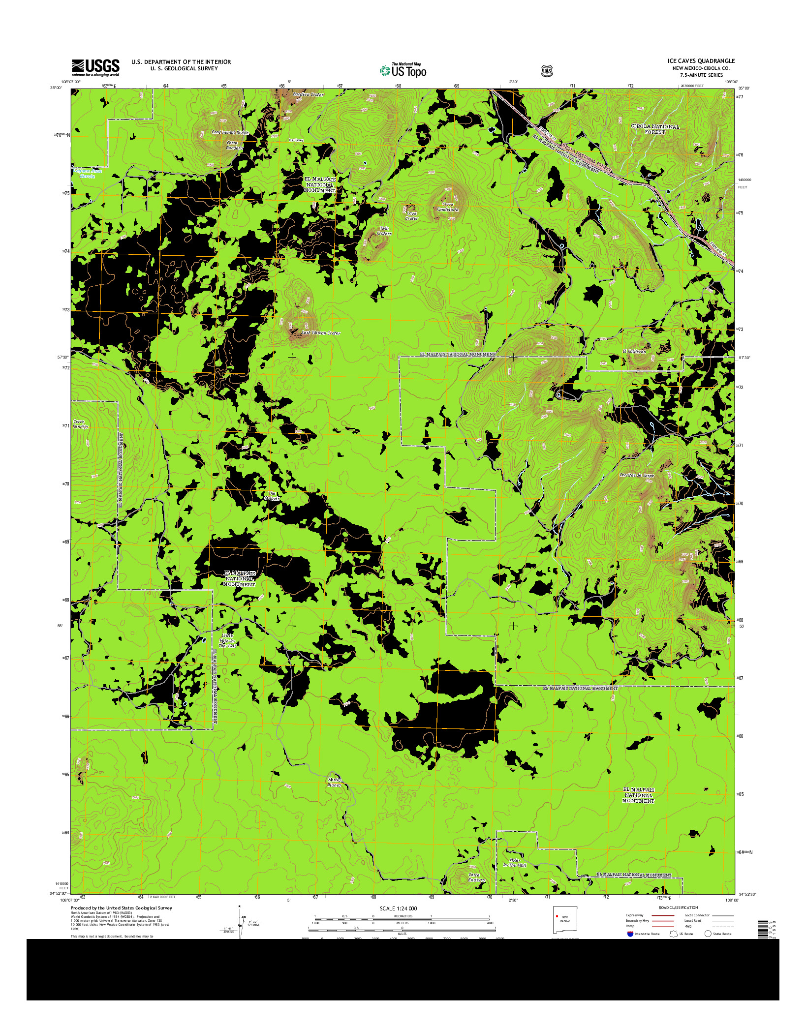 USGS US TOPO 7.5-MINUTE MAP FOR ICE CAVES, NM 2013