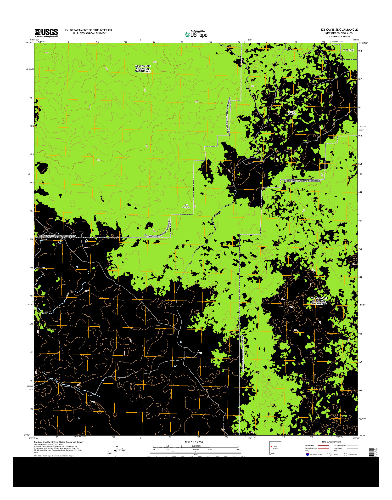 USGS US TOPO 7.5-MINUTE MAP FOR ICE CAVES SE, NM 2013