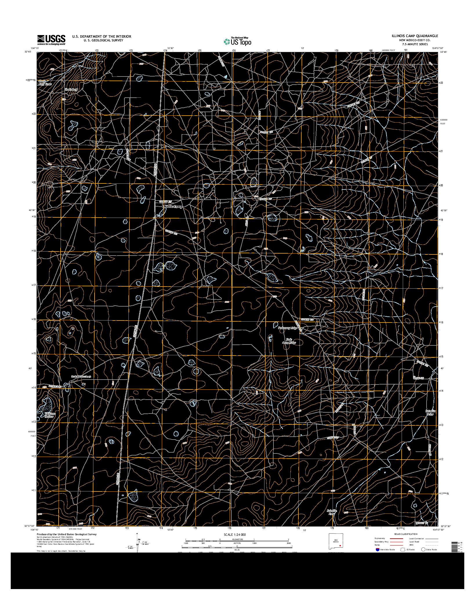 USGS US TOPO 7.5-MINUTE MAP FOR ILLINOIS CAMP, NM 2013