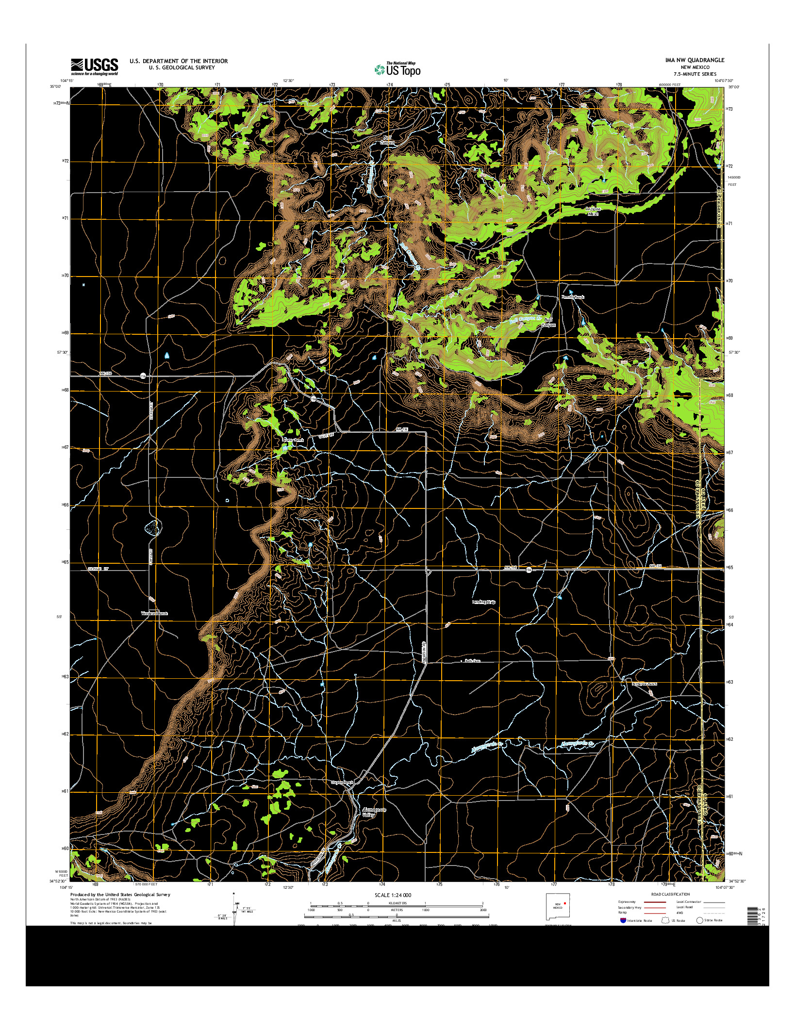 USGS US TOPO 7.5-MINUTE MAP FOR IMA NW, NM 2013