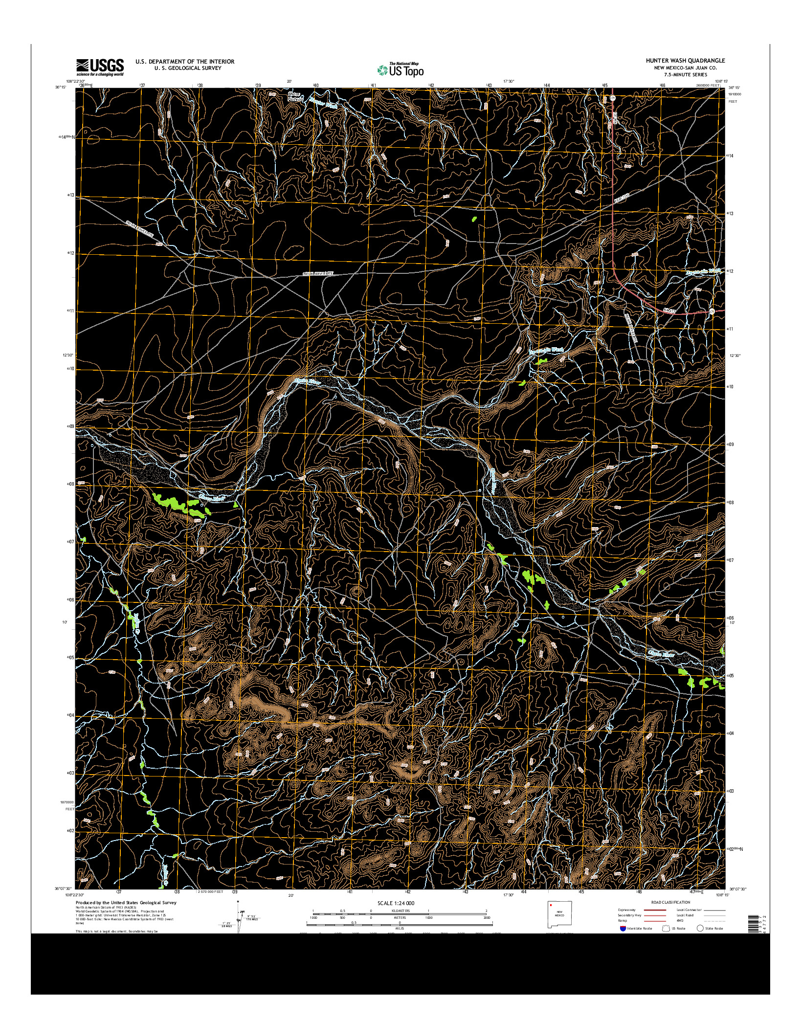 USGS US TOPO 7.5-MINUTE MAP FOR HUNTER WASH, NM 2013
