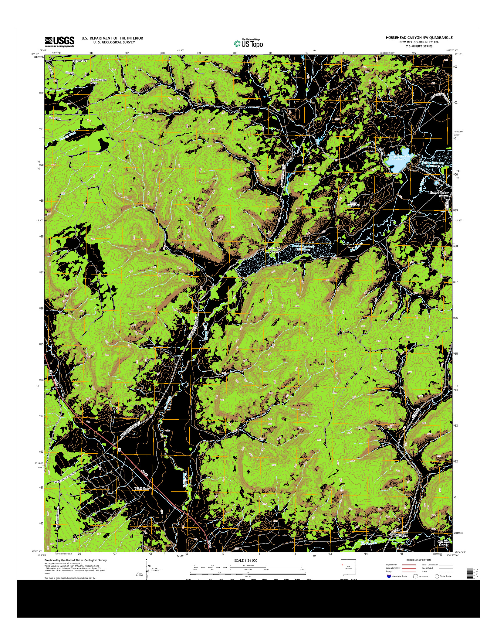 USGS US TOPO 7.5-MINUTE MAP FOR HORSEHEAD CANYON NW, NM 2013