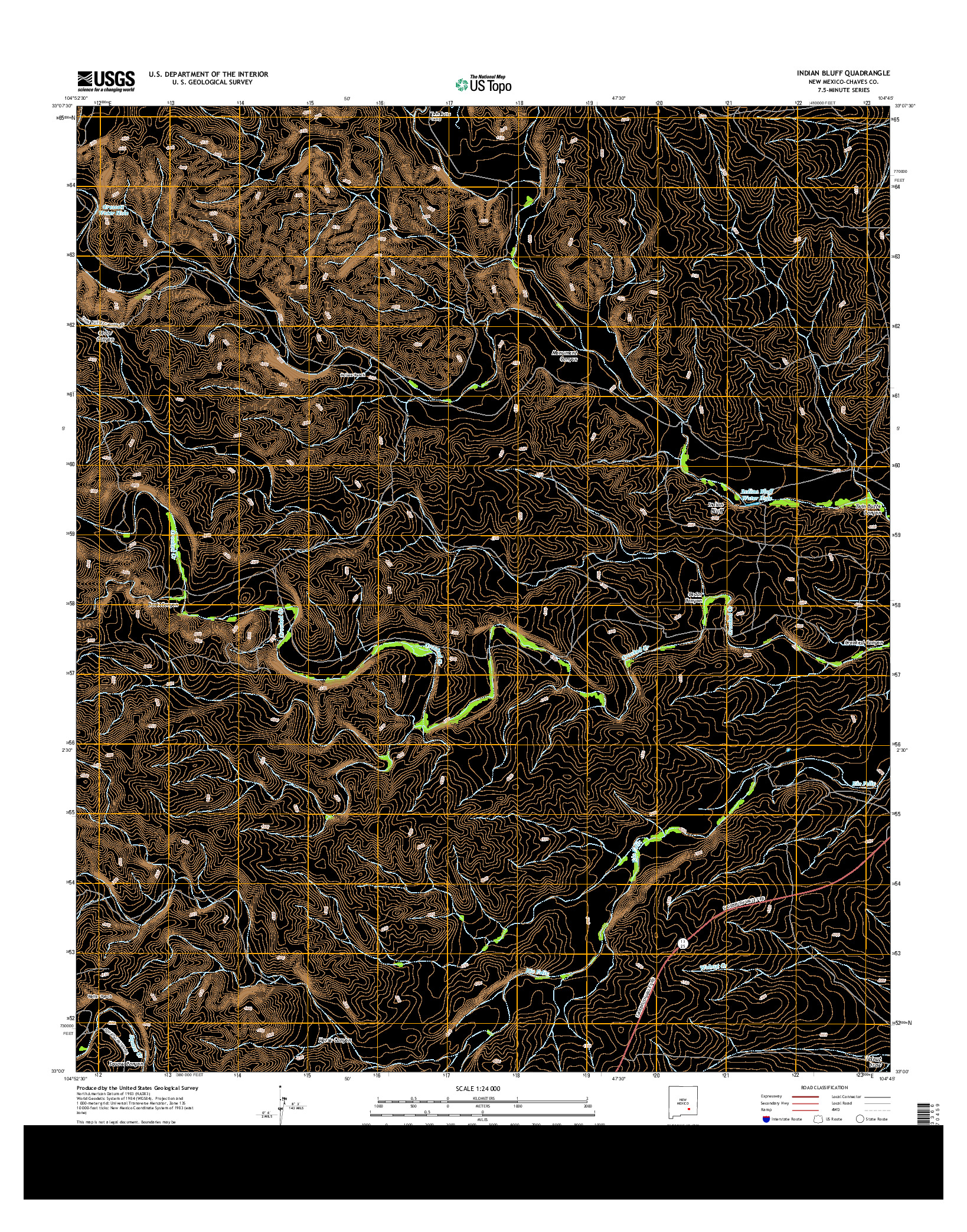 USGS US TOPO 7.5-MINUTE MAP FOR INDIAN BLUFF, NM 2013
